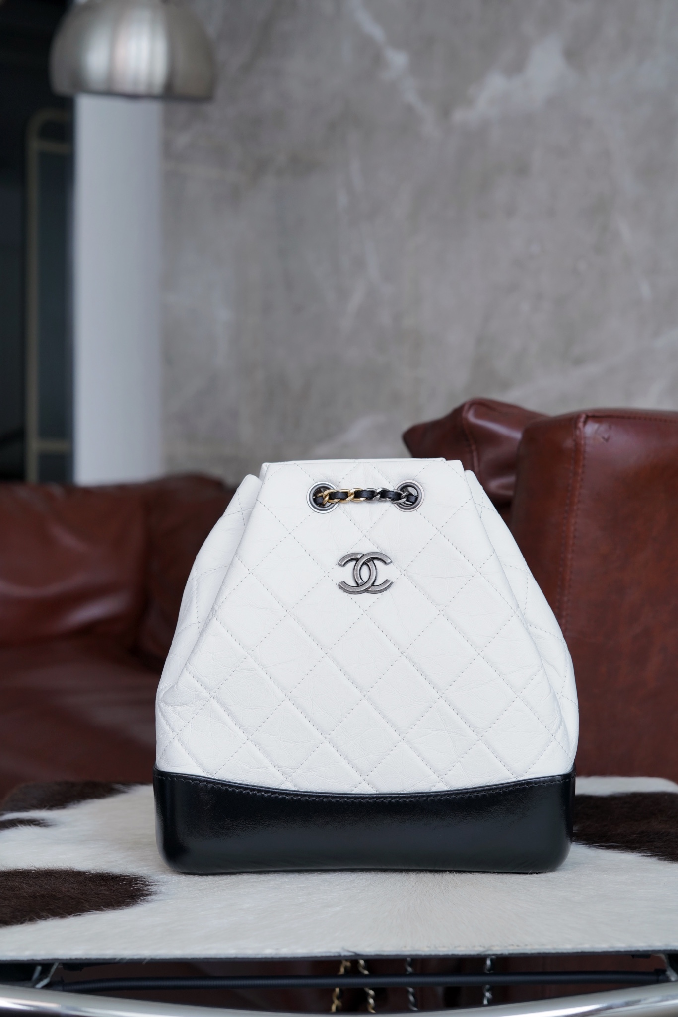 Best knockoff
 Chanel Bags Backpack Handbags Black White Cowhide Fetal Casual