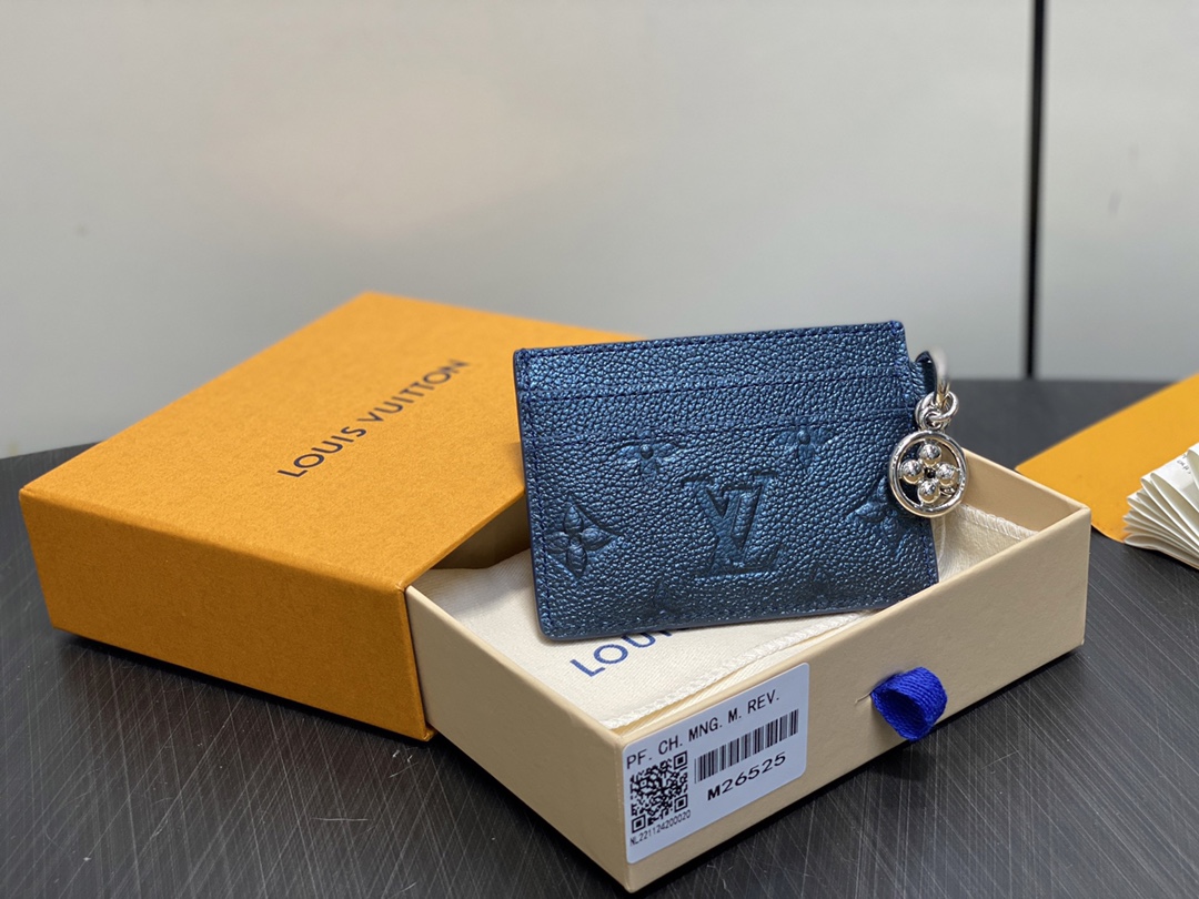 LV Style Blue Leather Card Holder Lookbook Reference image 2