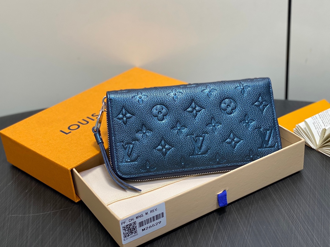 LV Style Blue Leather Wallet Lookbook Reference image 1