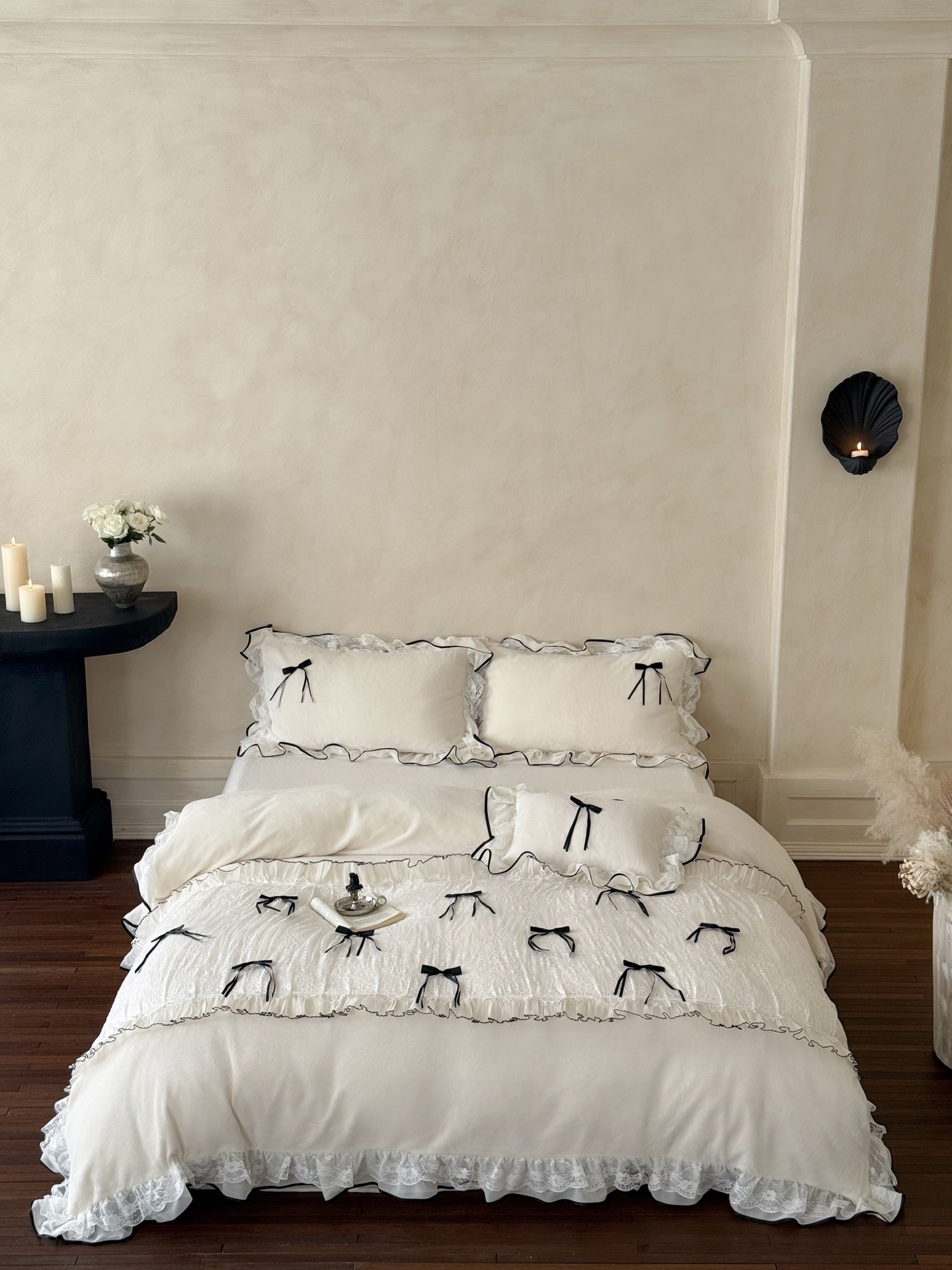Lace Ruffle Bedding Set with Bows - Milk Velvet Fabric, Soft and Comfortable 10 i1759117134276 369 0 8