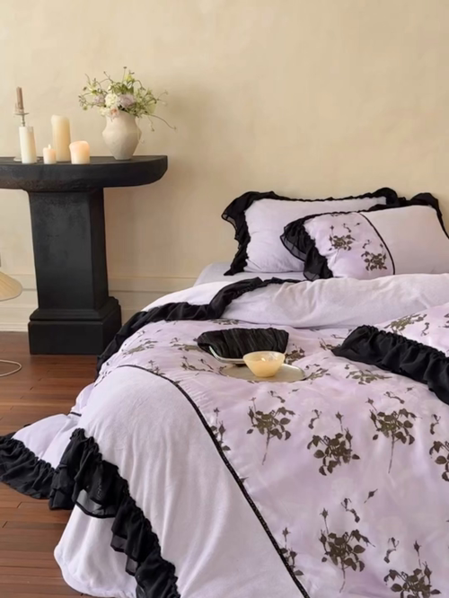 Floral Print Bedding Set with Ruffle Edge - Elegant & Comfortable