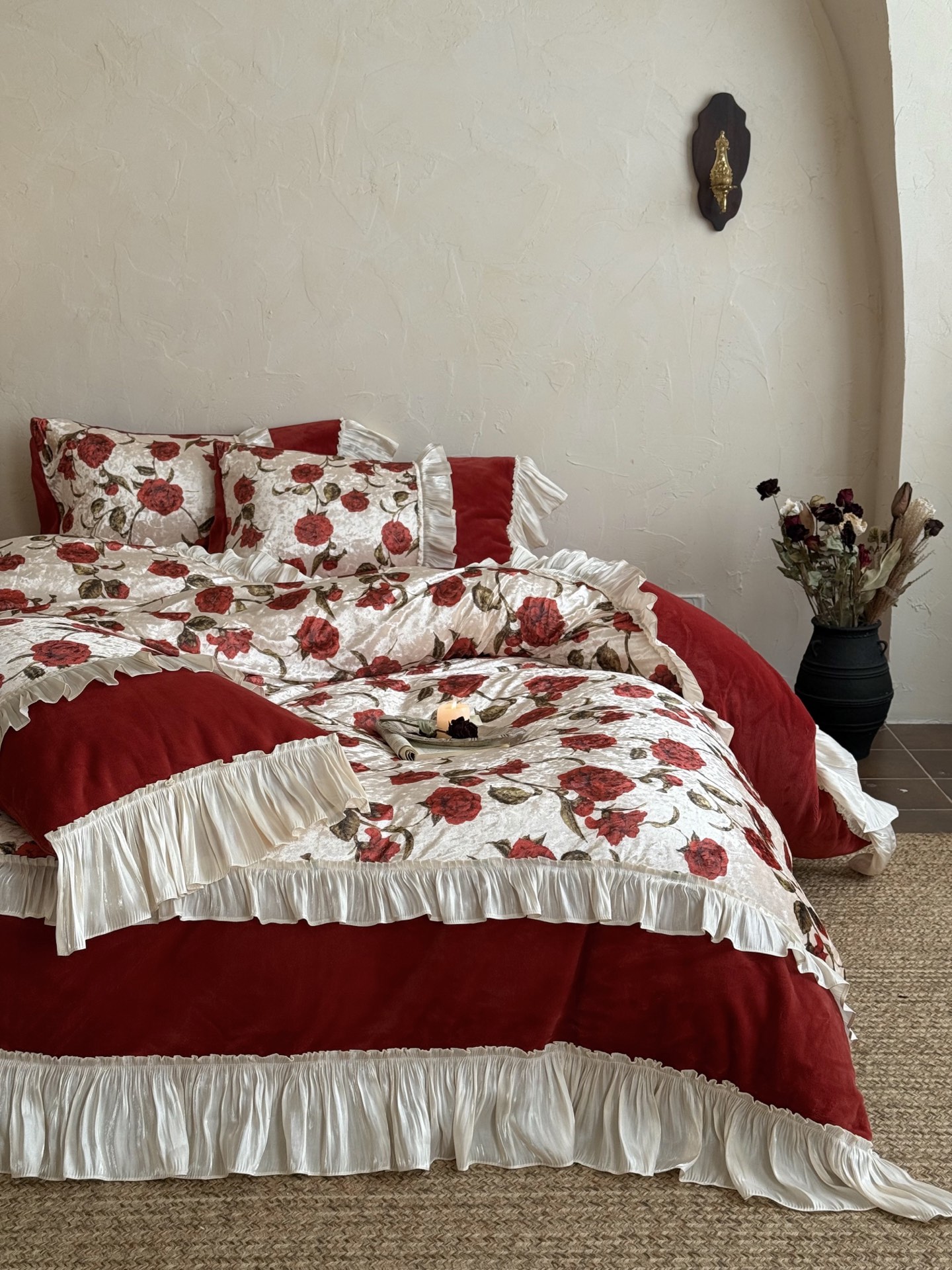 Elegant Rose Print Bedding Set - High-Quality Milk Velvet, Soft and Comfortable 16 i1760498488829 5384 0 14