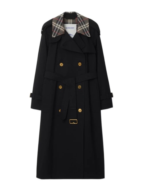 Burberry The Castleford Longline Trench Coat with Check Collar & Metal Buttons 1 Burberry The Castleford Longline Trench Coat with Check Collar & Metal Buttons