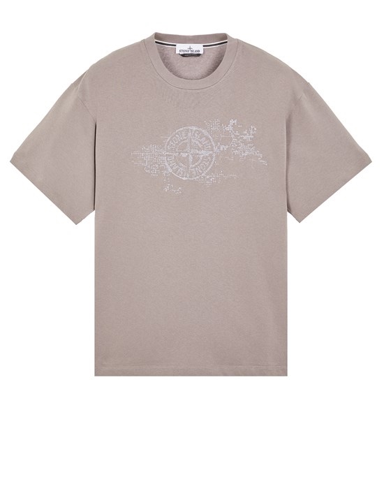 Stone Island Vêtements T-Shirt Noir Gris Blanc Broderie de fleurs Manches courtes