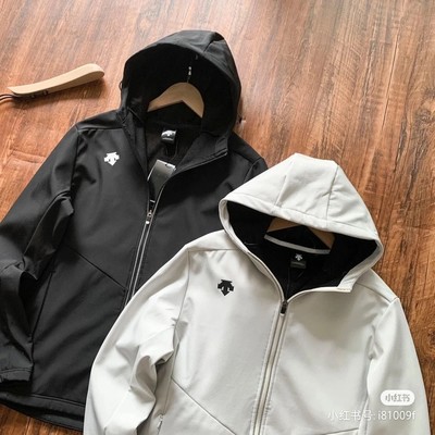 Descente Clothing Coats & Jackets Black Grey White Splicing Men Hooded Top