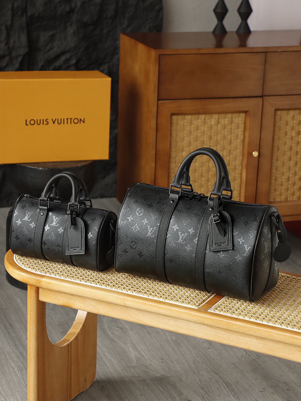 Louis Vuitton Keepall Bandoulière Midnight Collection – 25 & 35 Travel Duffle Bags