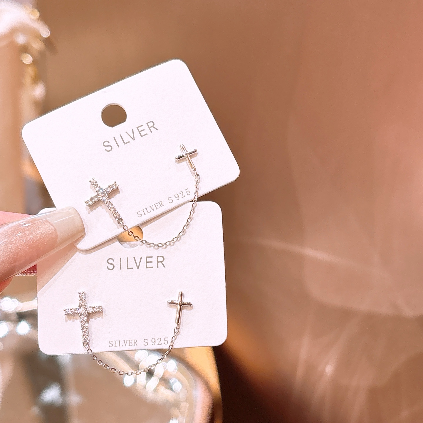 S925 Sterling Silver Earrings Unique Party Gold