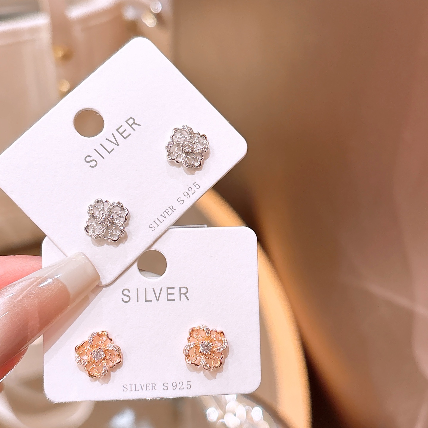 Feinsilber Ohrringe Künstlerisch Reise Gold