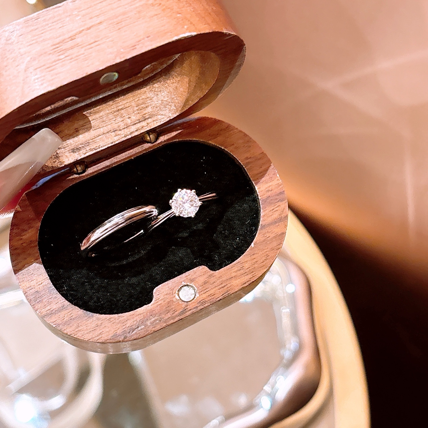 Nickel Free Silver Moissanite Couple Rings French Wedding Gold