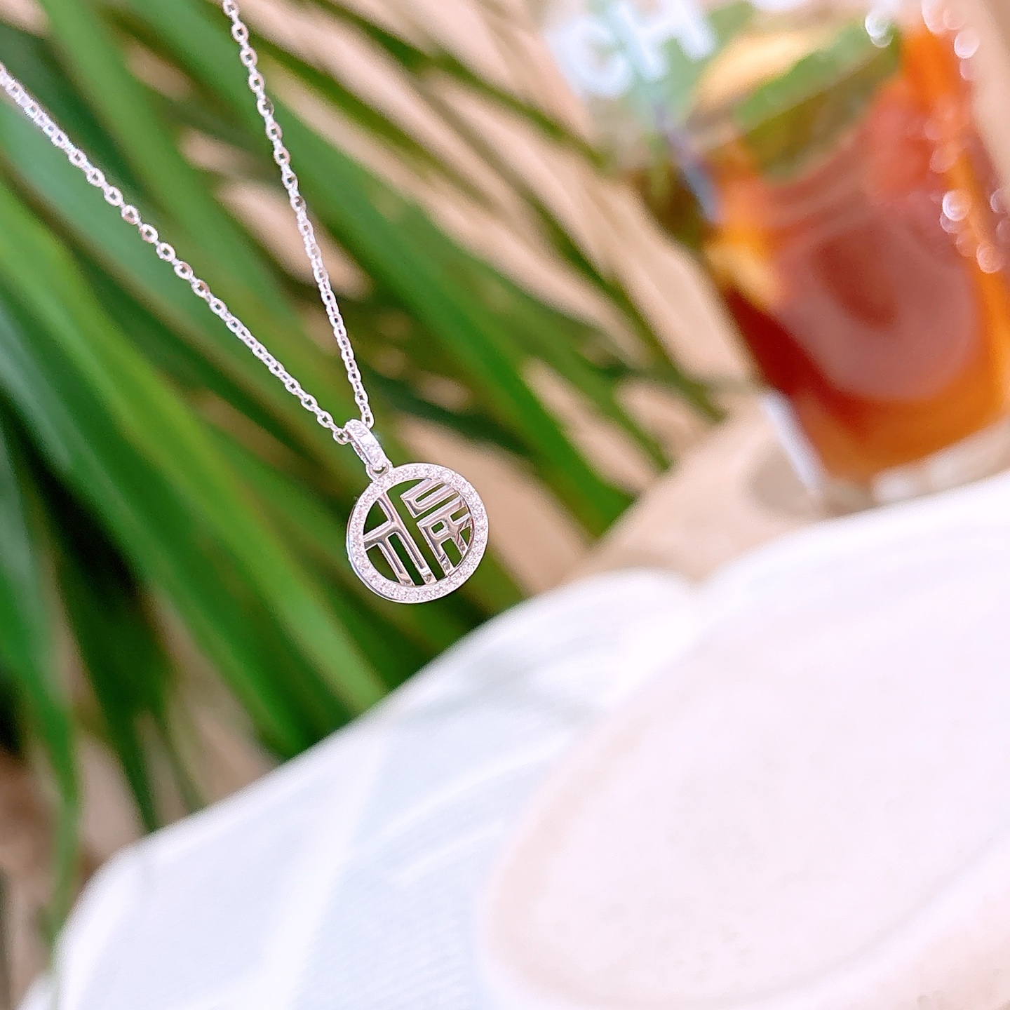 Feinsilber Moissanit Kette Künstlerisch Hauseinweihung Silber