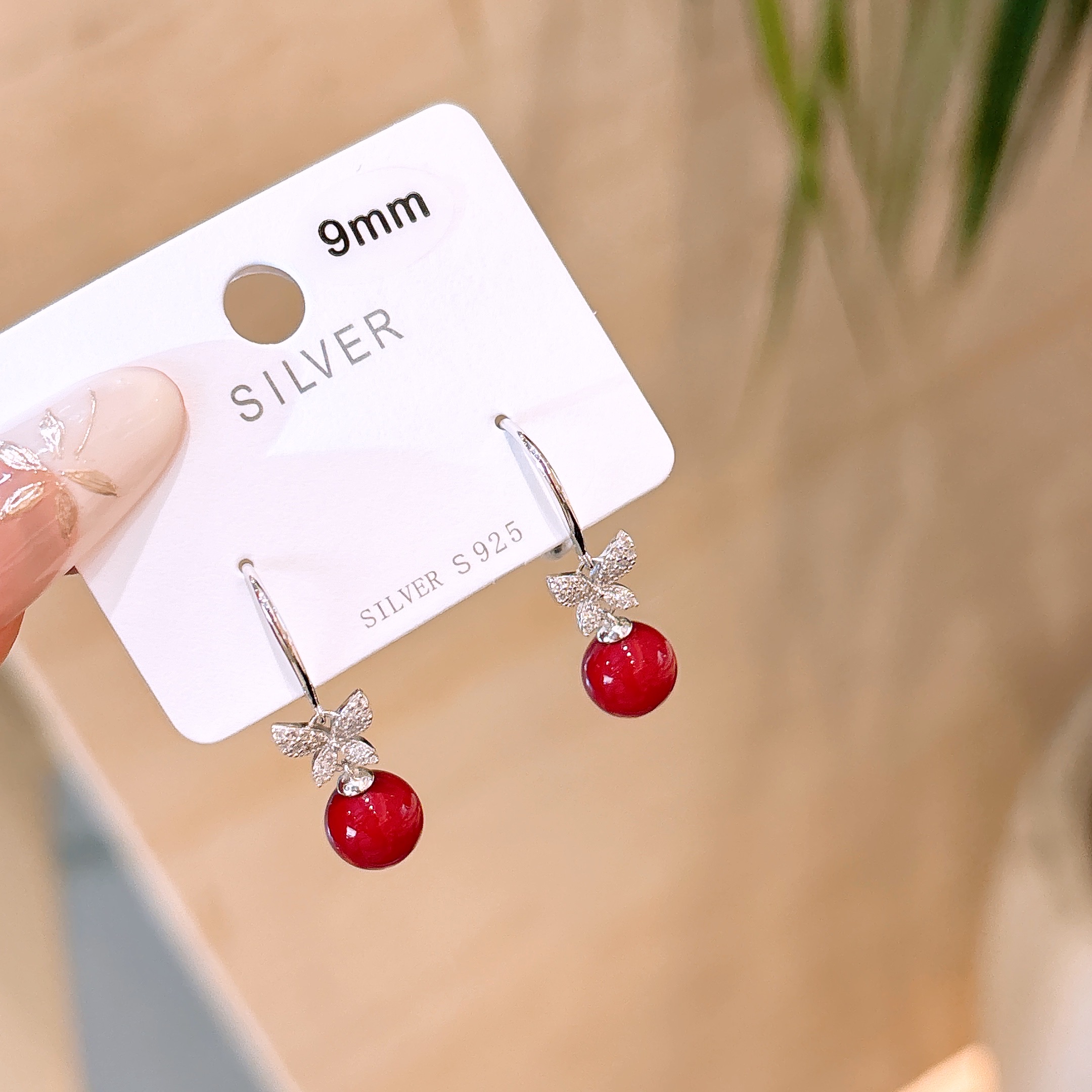 Solid Silver Drop & Thread Earrings Forest Wedding Registration Gold