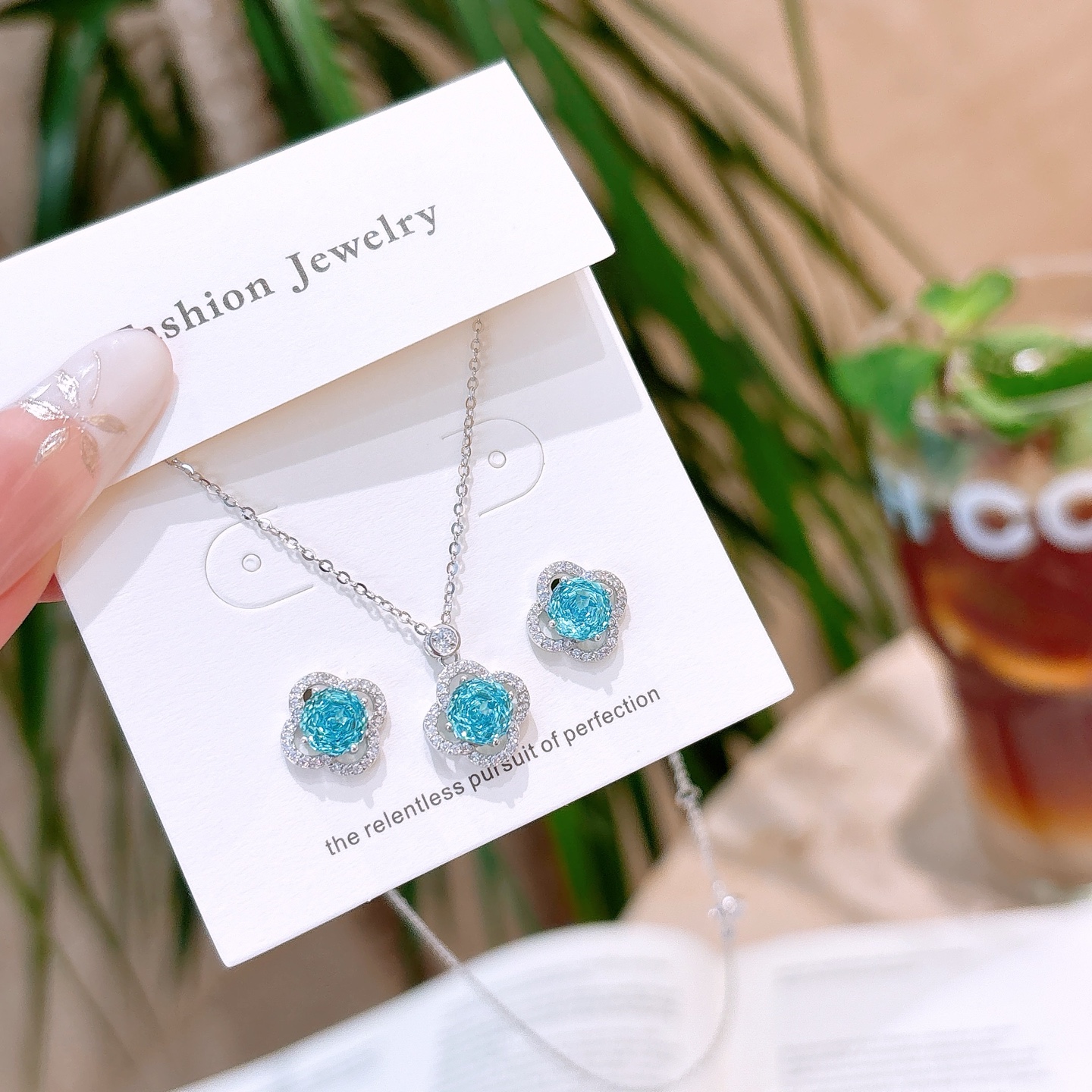 Nickel Free Silver Earrings & Necklace Set Sweet Date Night Gold