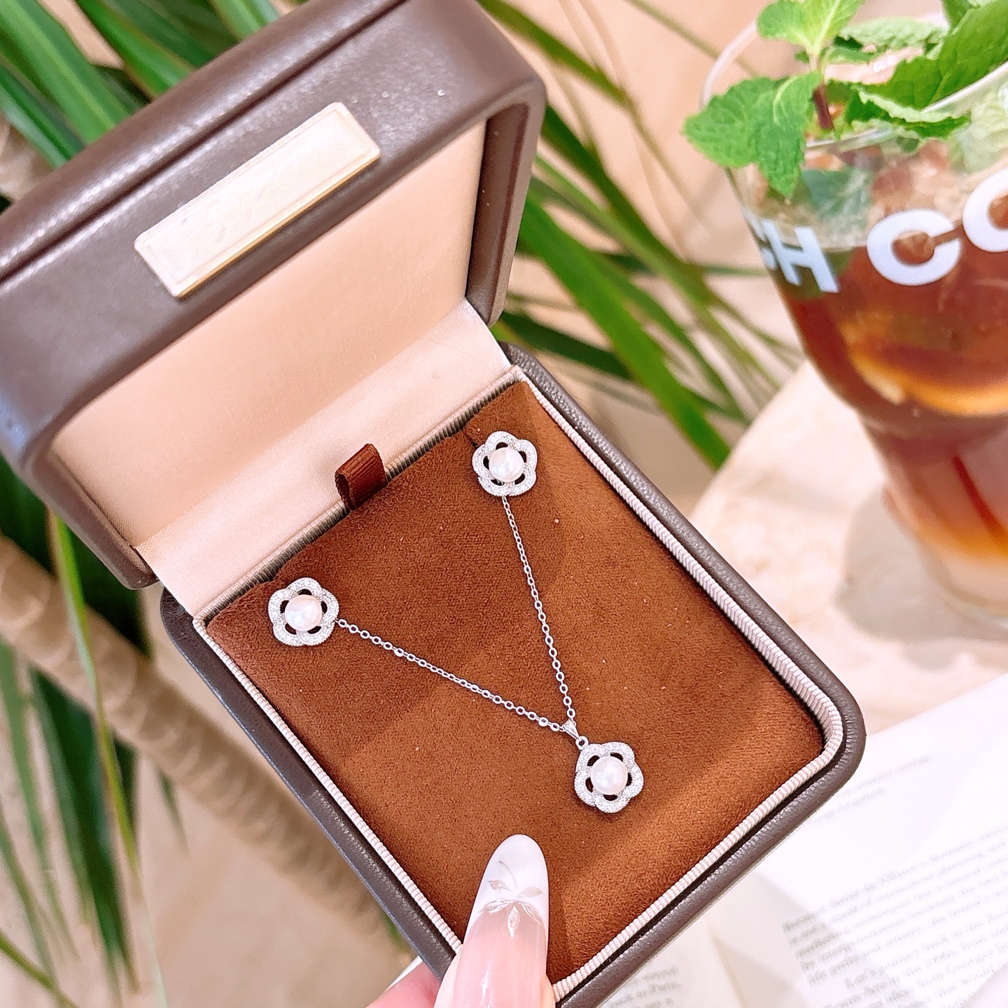 Nickel Free Silver Earrings & Necklace Set Sweet Valentine's Day