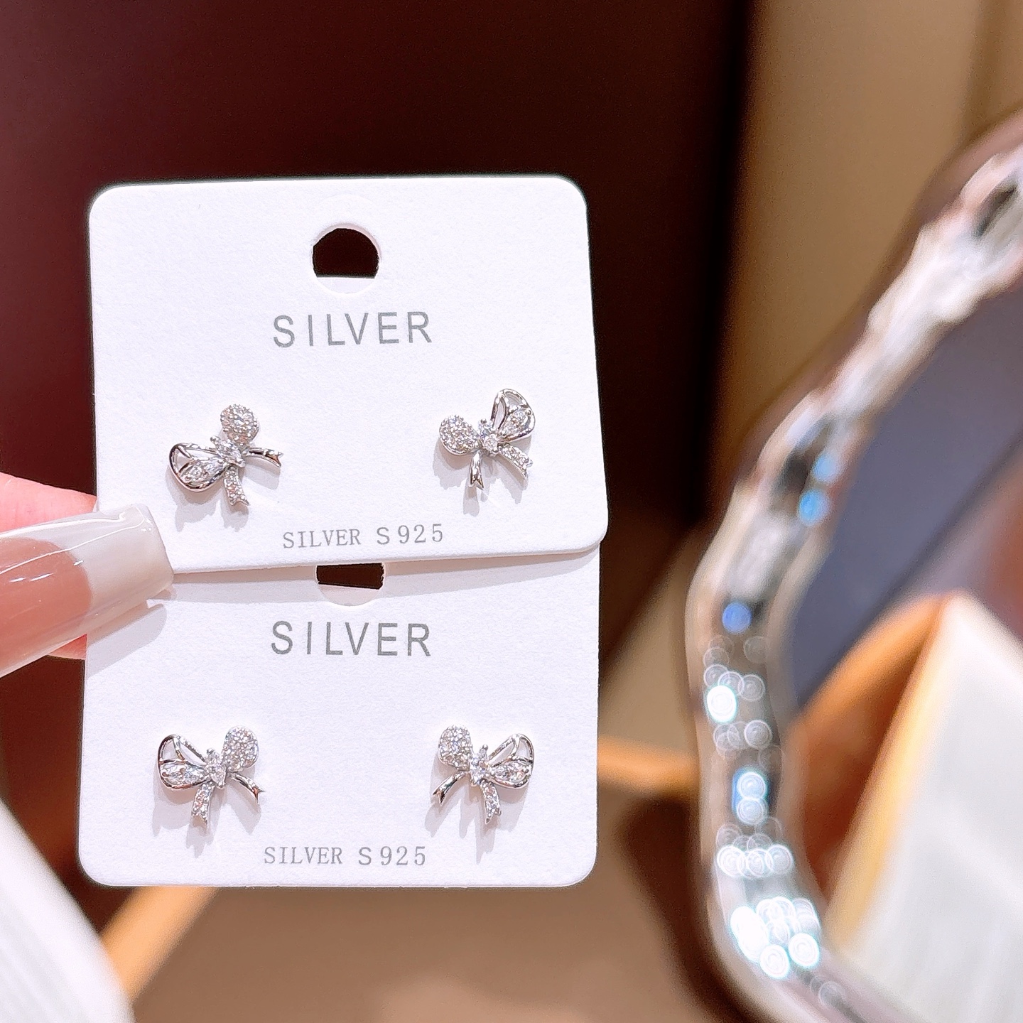 Hochglanzpoliertes Silber Ohrringe Ultra minimalistisch Lehrertag