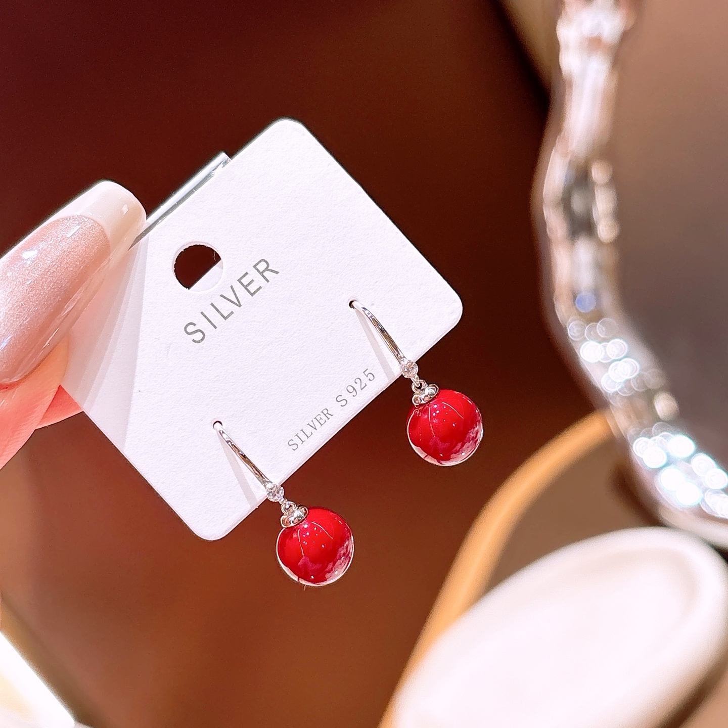 高級感高品質シルバードロップ＆スレッドイヤリングシルバー 新築祝い