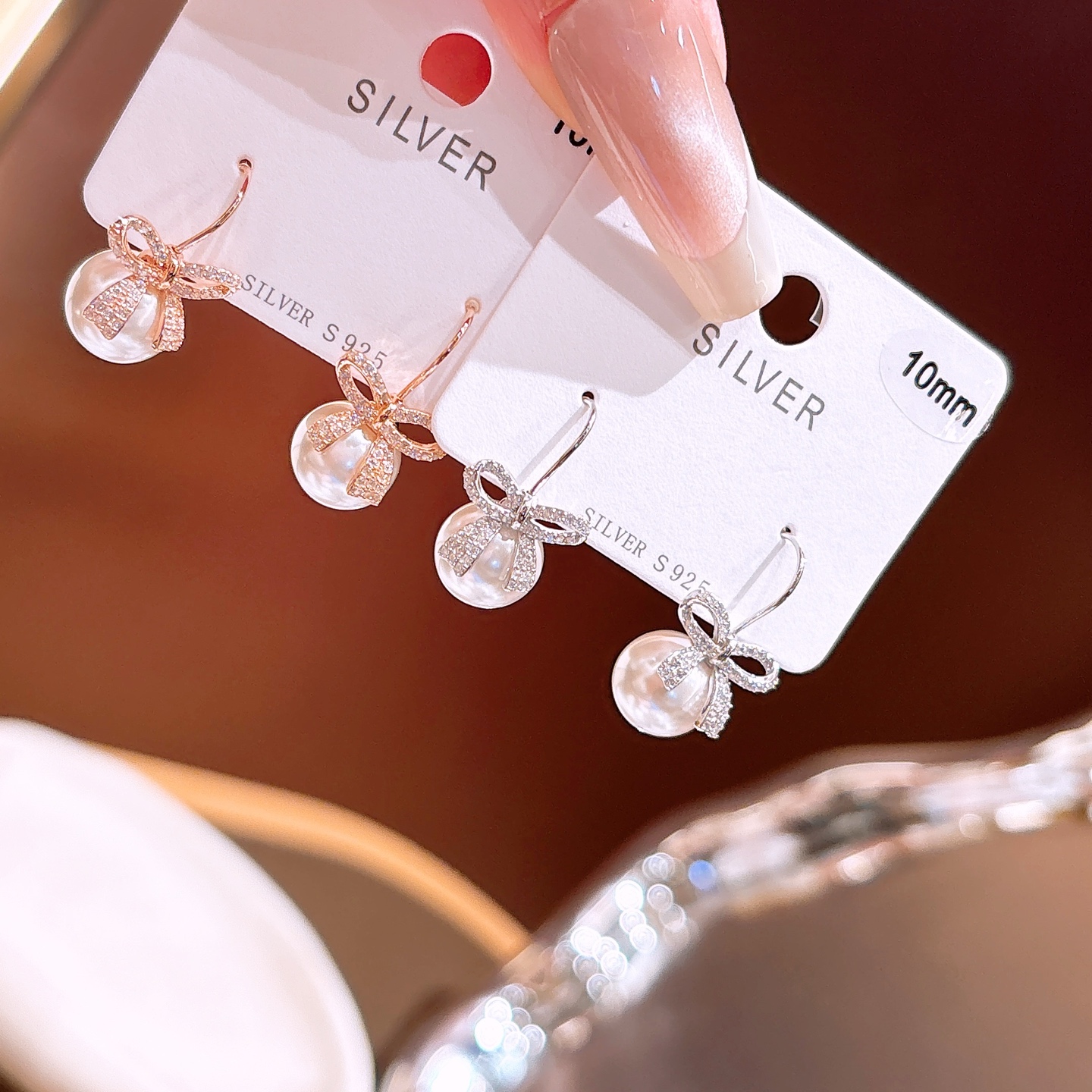 知性的ニッケル無添加銀ドロップ＆スレッドイヤリングシルバー ウェディング