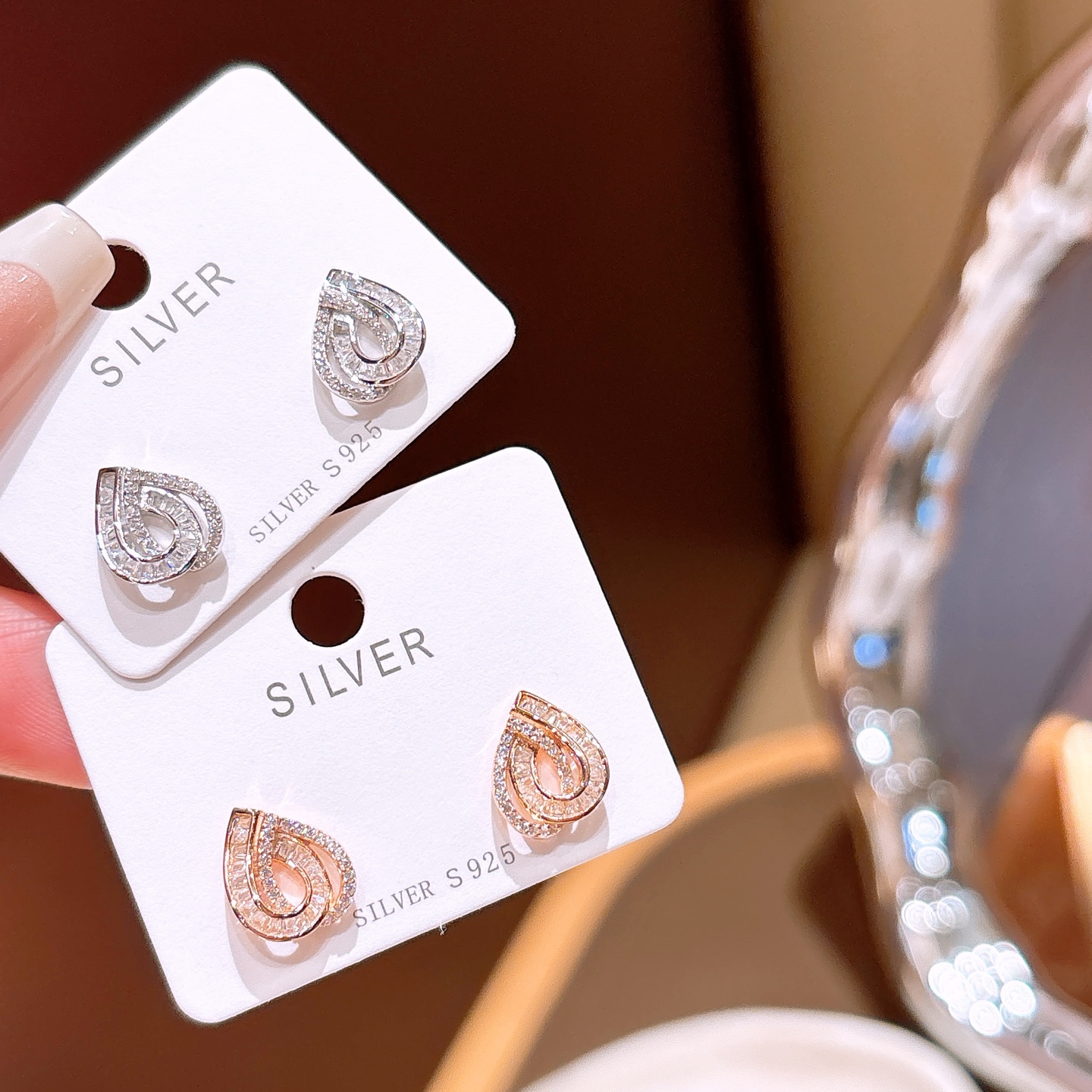 S925 Sterlingsilber Ohrringe Französisch Jahresfeier Gold