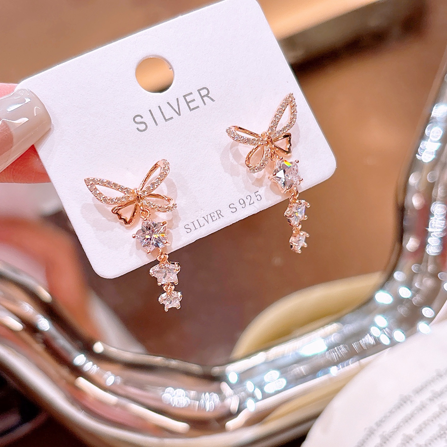 韓国風アレルギー対応シルバーイヤリングゴールド バレンタインデー