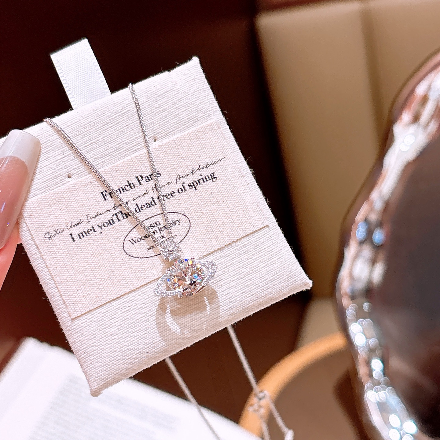 Low Allergy Silver Moissanite Necklace Dainty Engagement Silver