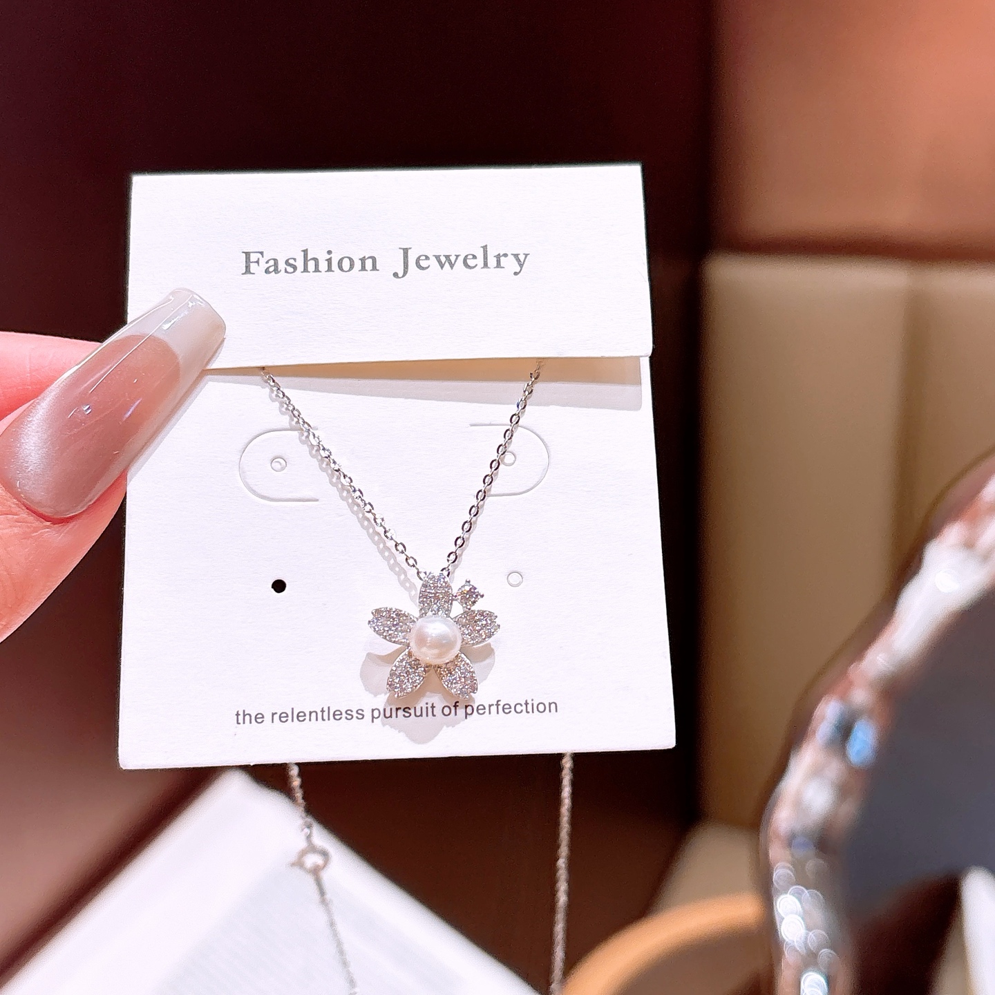 Nickel Free Silver Moissanite Necklace Unique Anniversary Silver