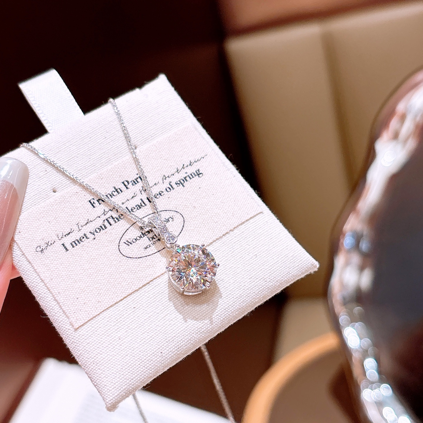 925 Silver Moissanite Necklace Vintage Mother's Day Silver