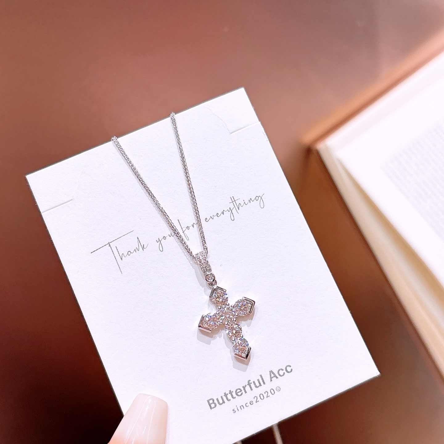 Nickel Free Silver Moissanite Necklace French New Year Gold