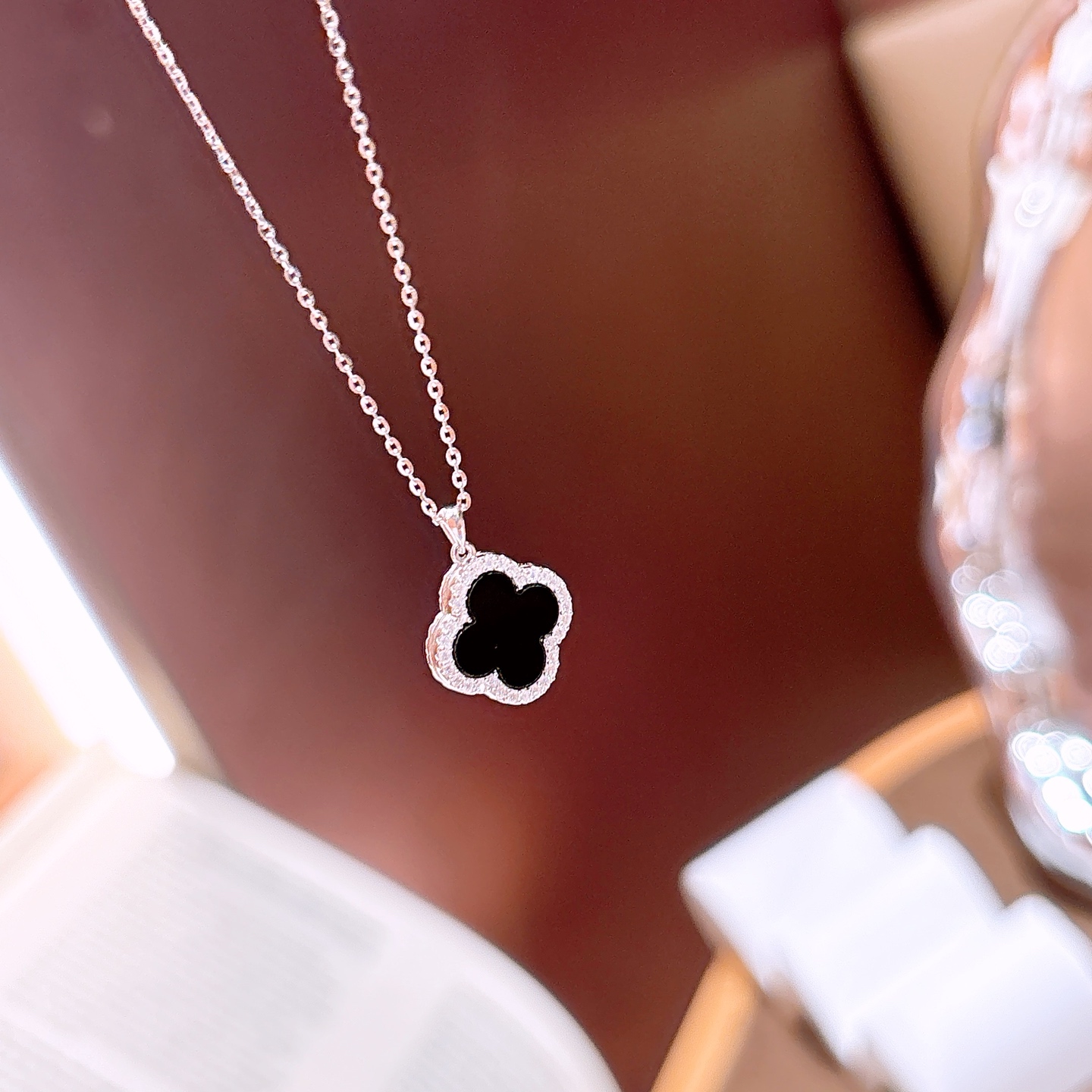 925 Silver Moissanite Necklace Vintage Annual Party Silver