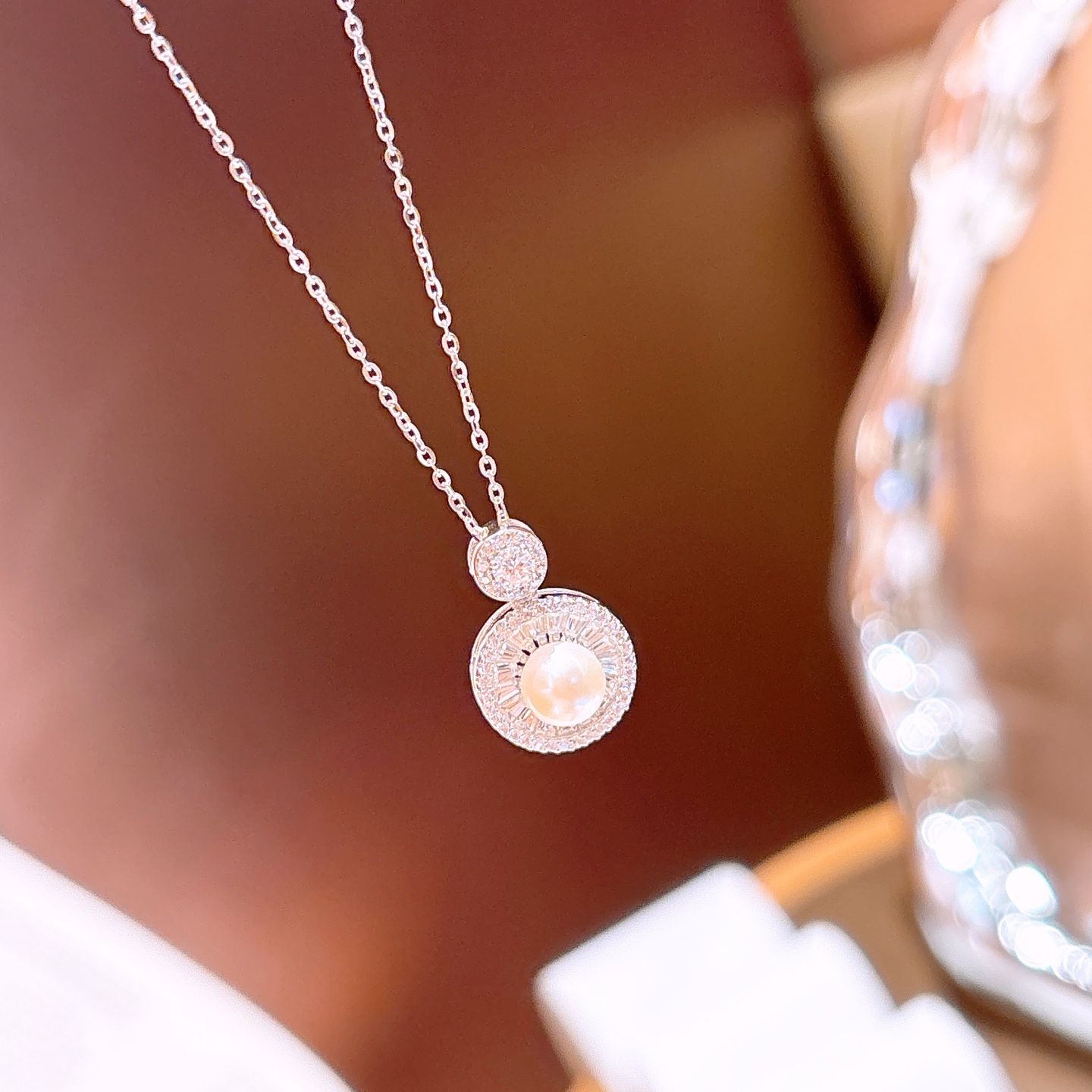 Fine Silver Moissanite Necklace Vintage Teacher's Day Silver