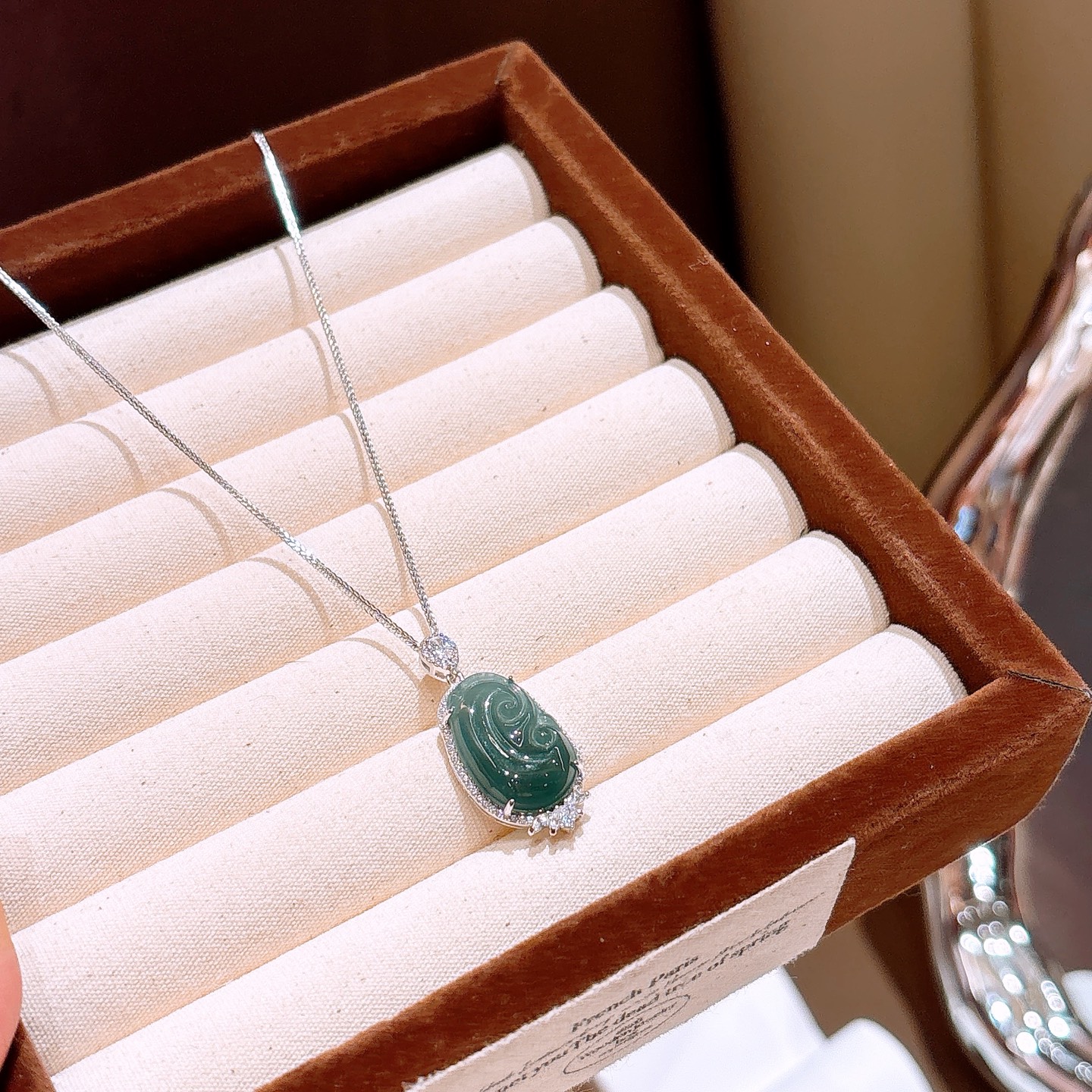 925 Silver Jadeite Necklace Sweet & Cool Everyday Wear Silver