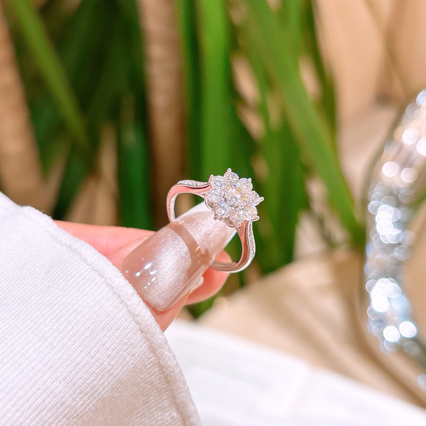 Hypoallergenic Silver Moissanite Ring Playful Wedding Favor Silver