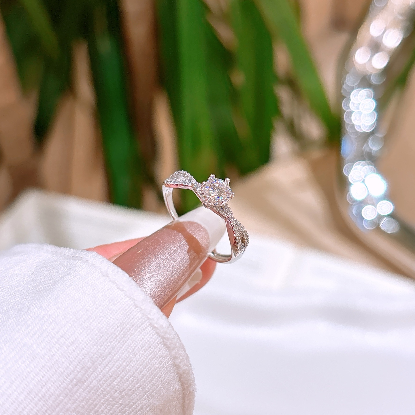 Solid Silver Moissanite Ring Ethereal Annual Party Silver