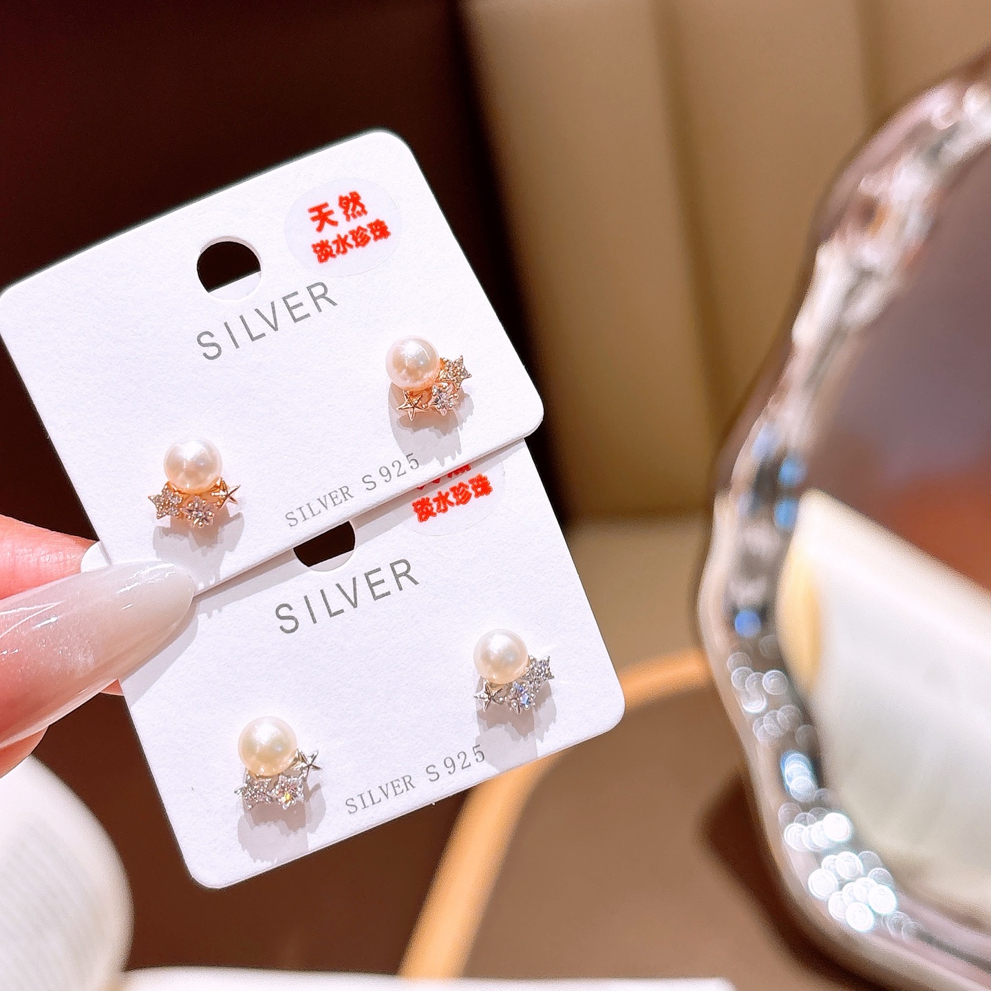 Fine Silver Freshwater Pearl Studs Elegant Birthday Silver