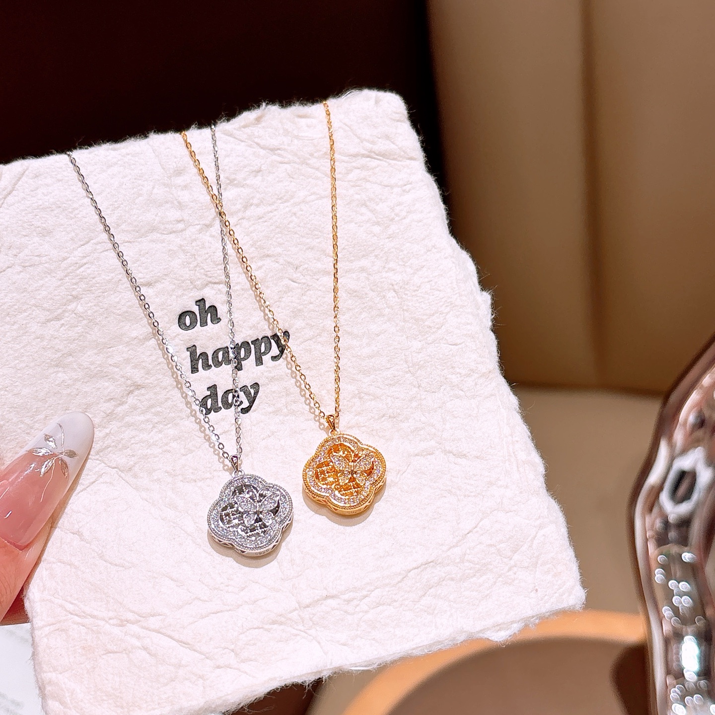 ガーリーS925スターリングシルバーネックレスゴールド 記念日