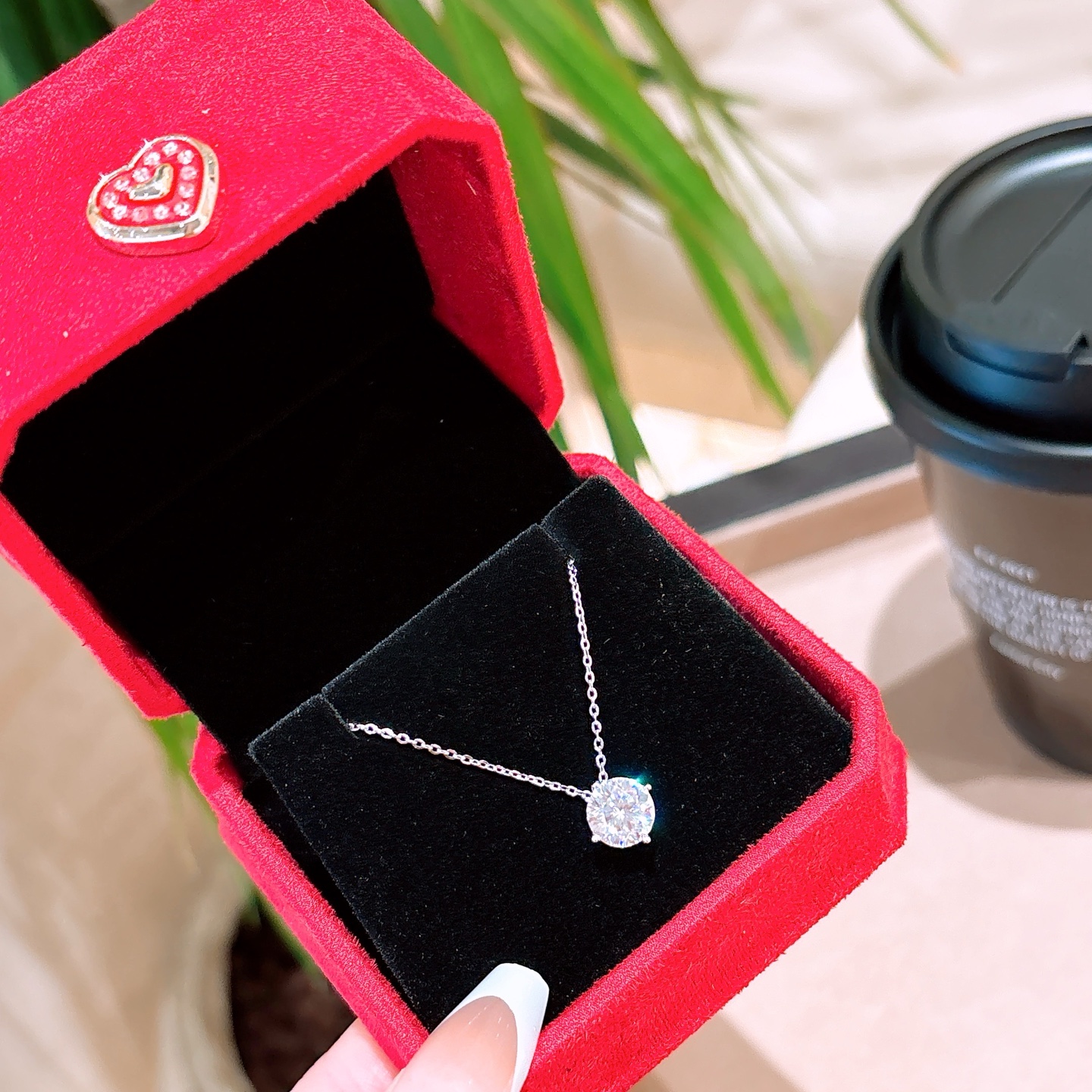 S925 Sterling Silver Moissanite Necklace Unique Christmas Gold