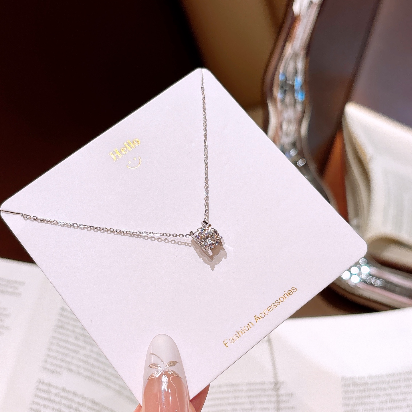 High Polish Silver Moissanite Necklace Ins Style Workplace Gold