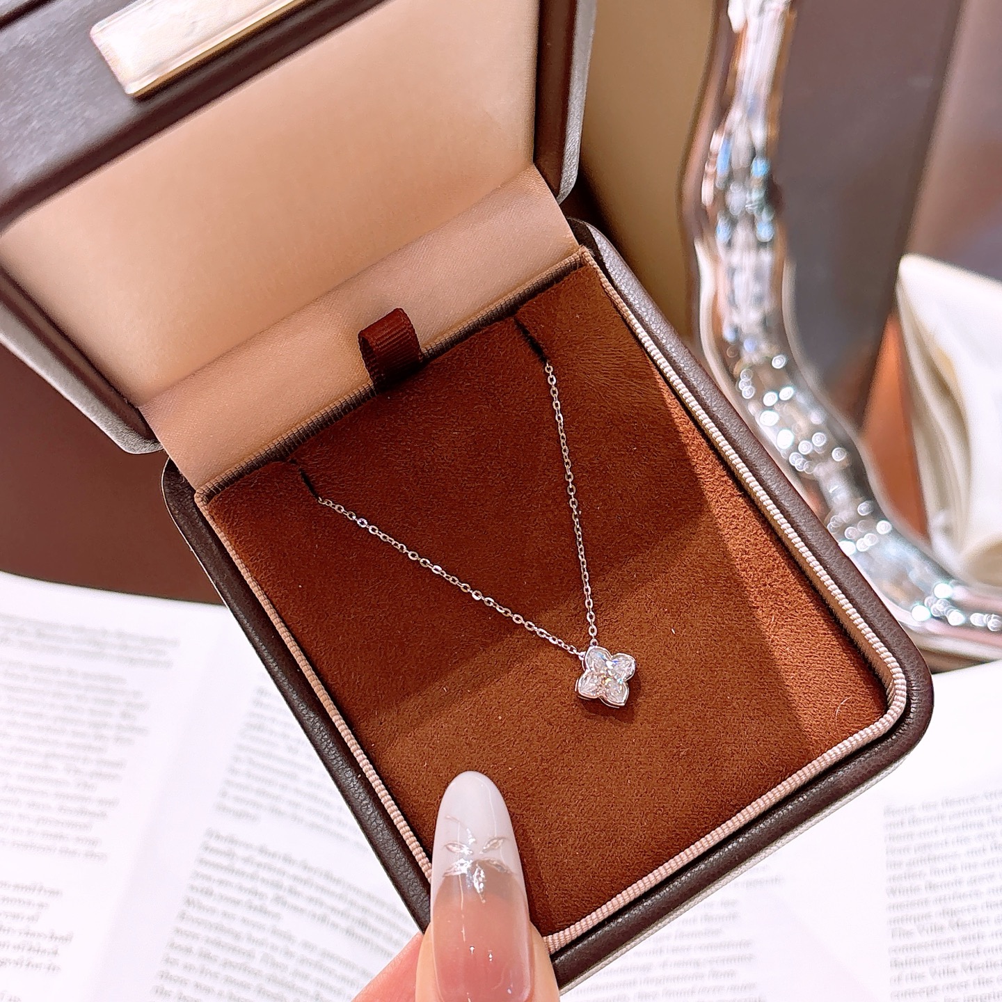 925 Silver Moissanite Necklace Intellectual Gift for Her Gold