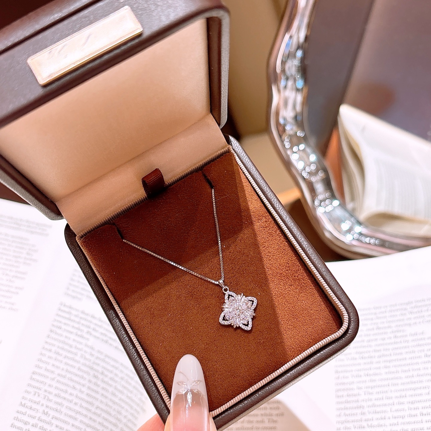 High Polish Silver Moissanite Necklace Girly Mother's Day Gold