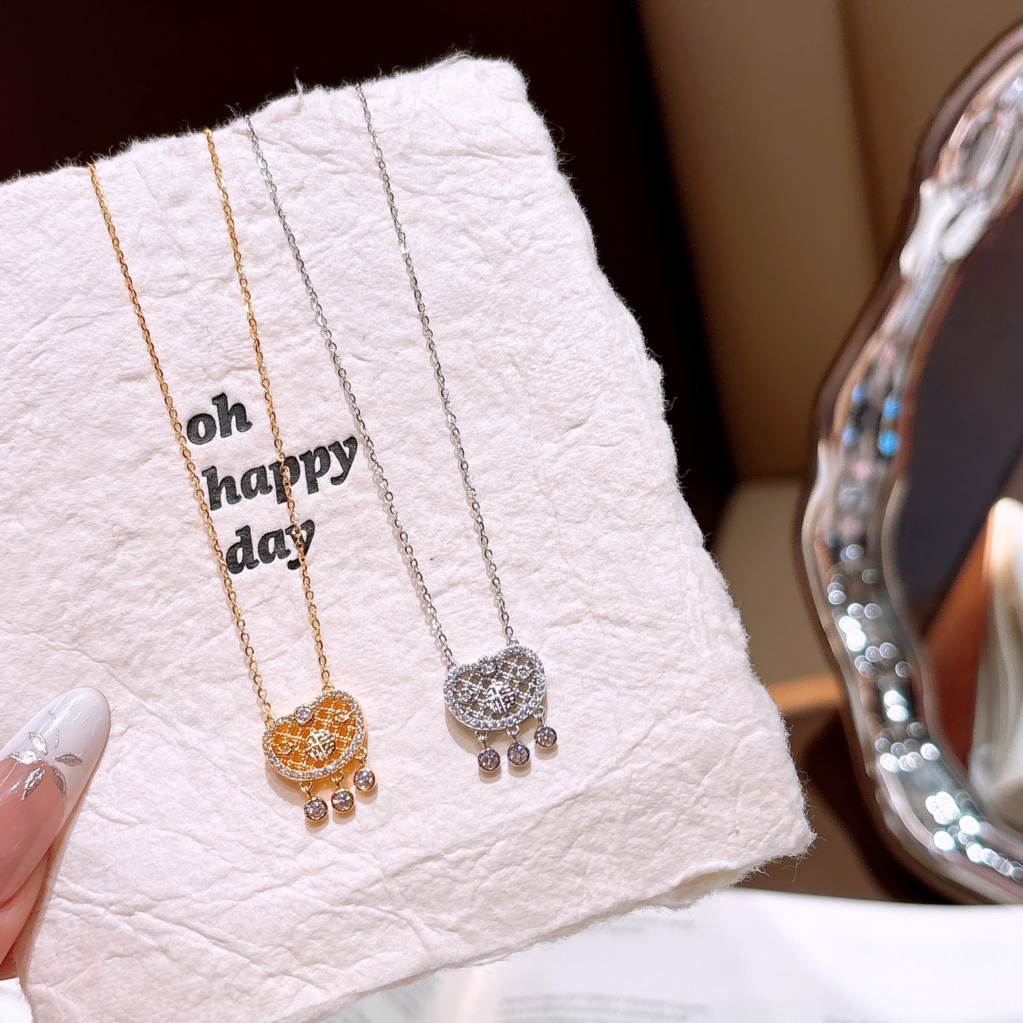 ロマンチックS925スターリングシルバーネックレスゴールド クリスマス