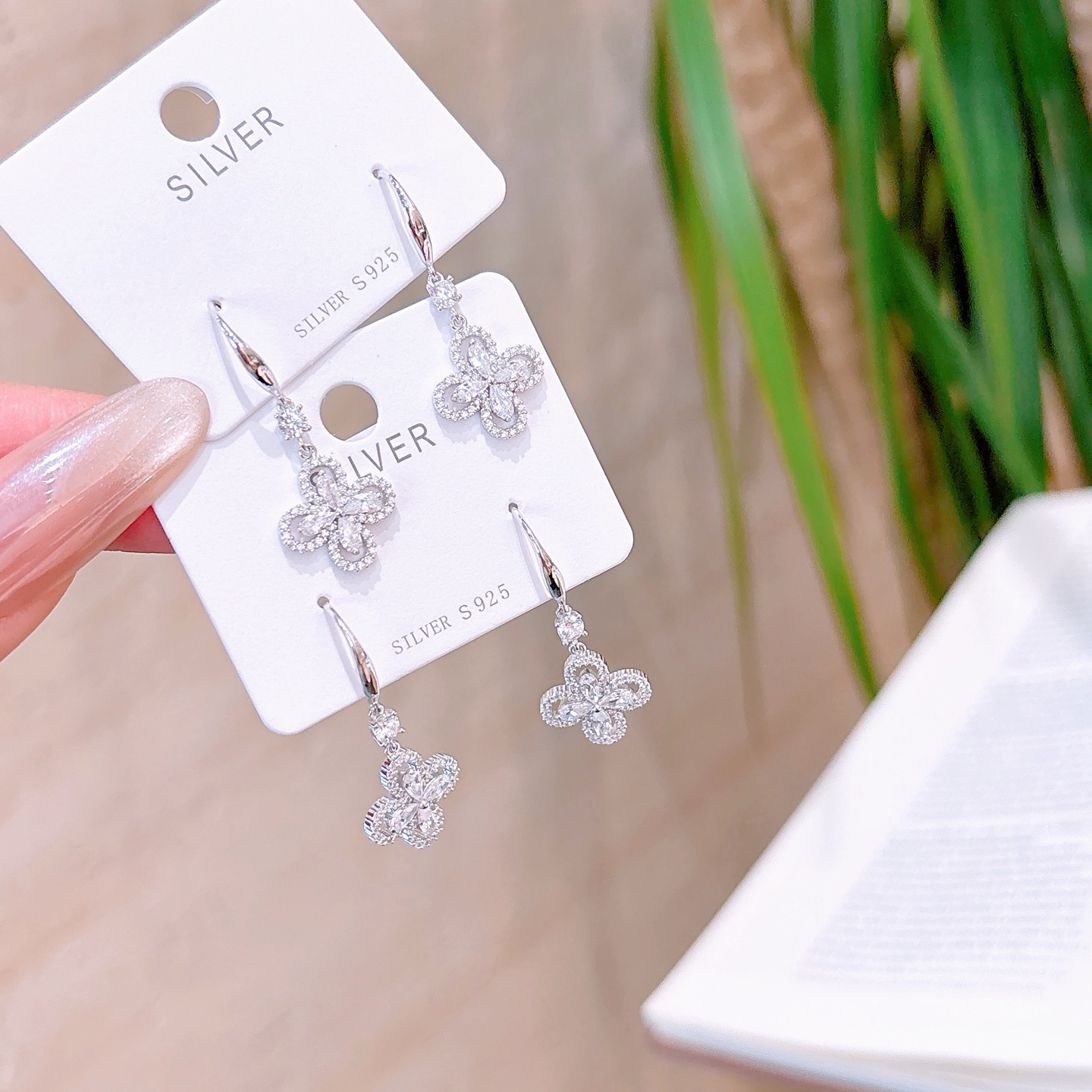 Solid Silver Drop & Thread Earrings Cute Wedding Gold