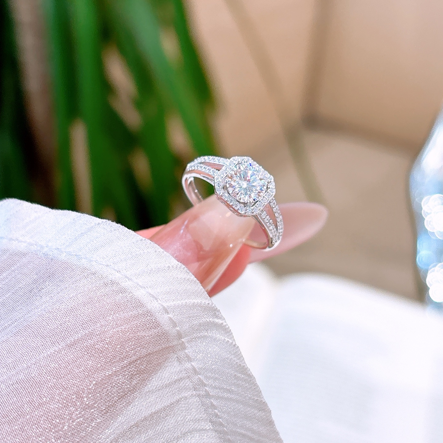 Fine Silver Moissanite Ring Sweet Anniversary Gold