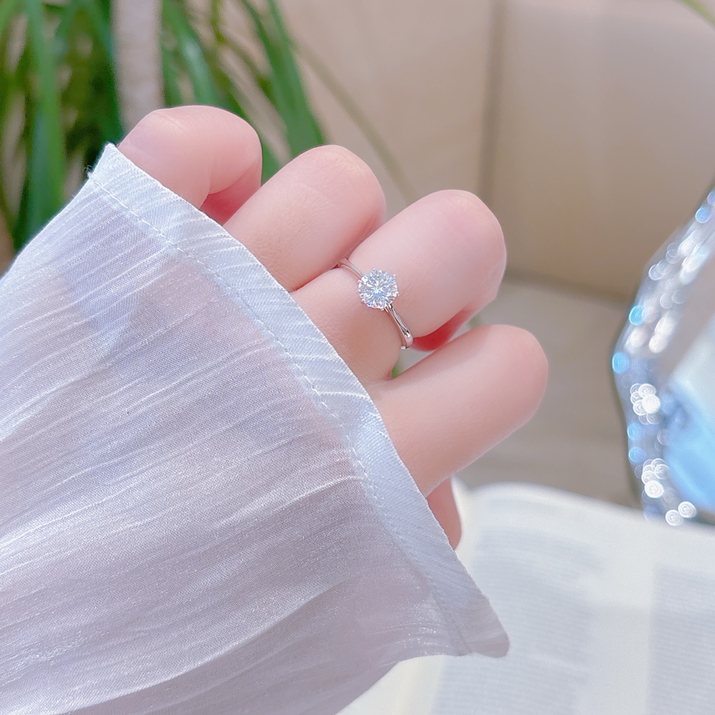 Nickel Free Silver Moissanite Ring Elegant Party Gold