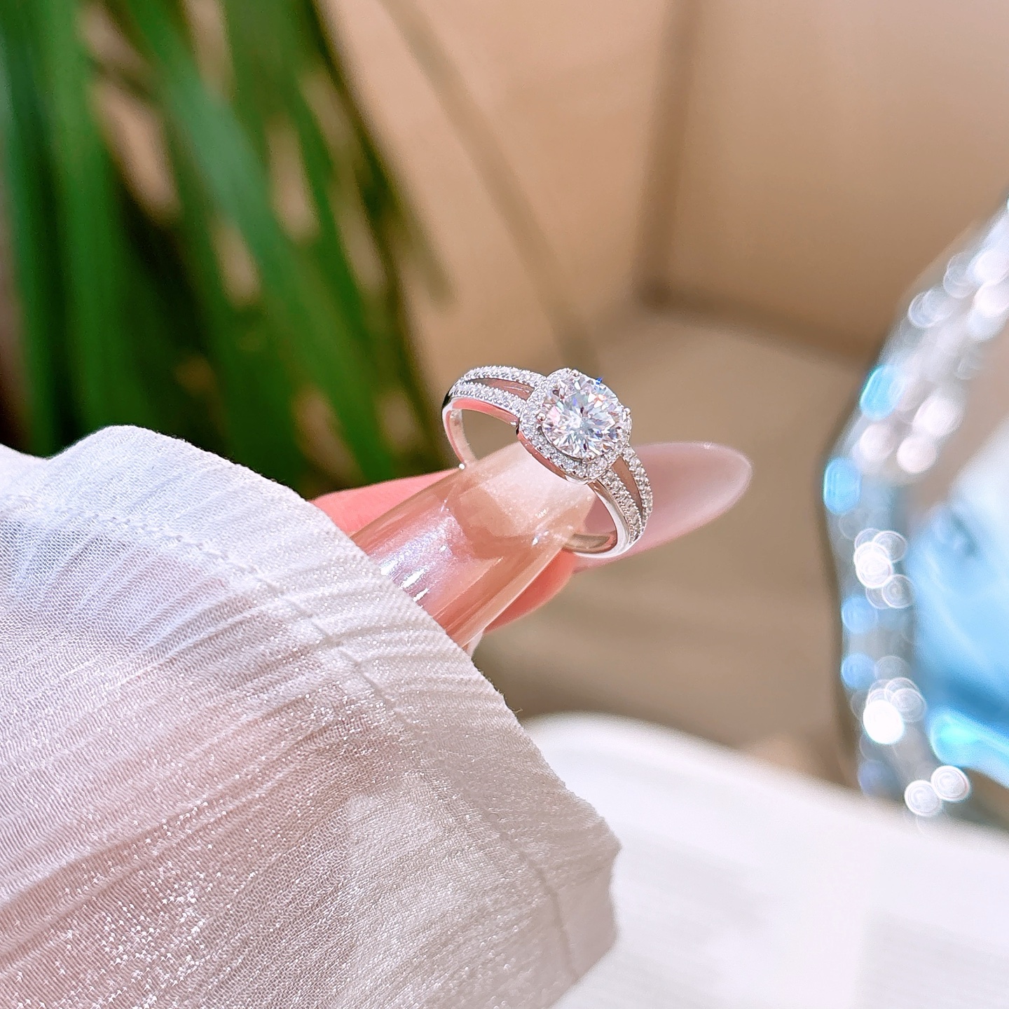 Fine Silver Moissanite Ring Ethereal Mother's Day Silver