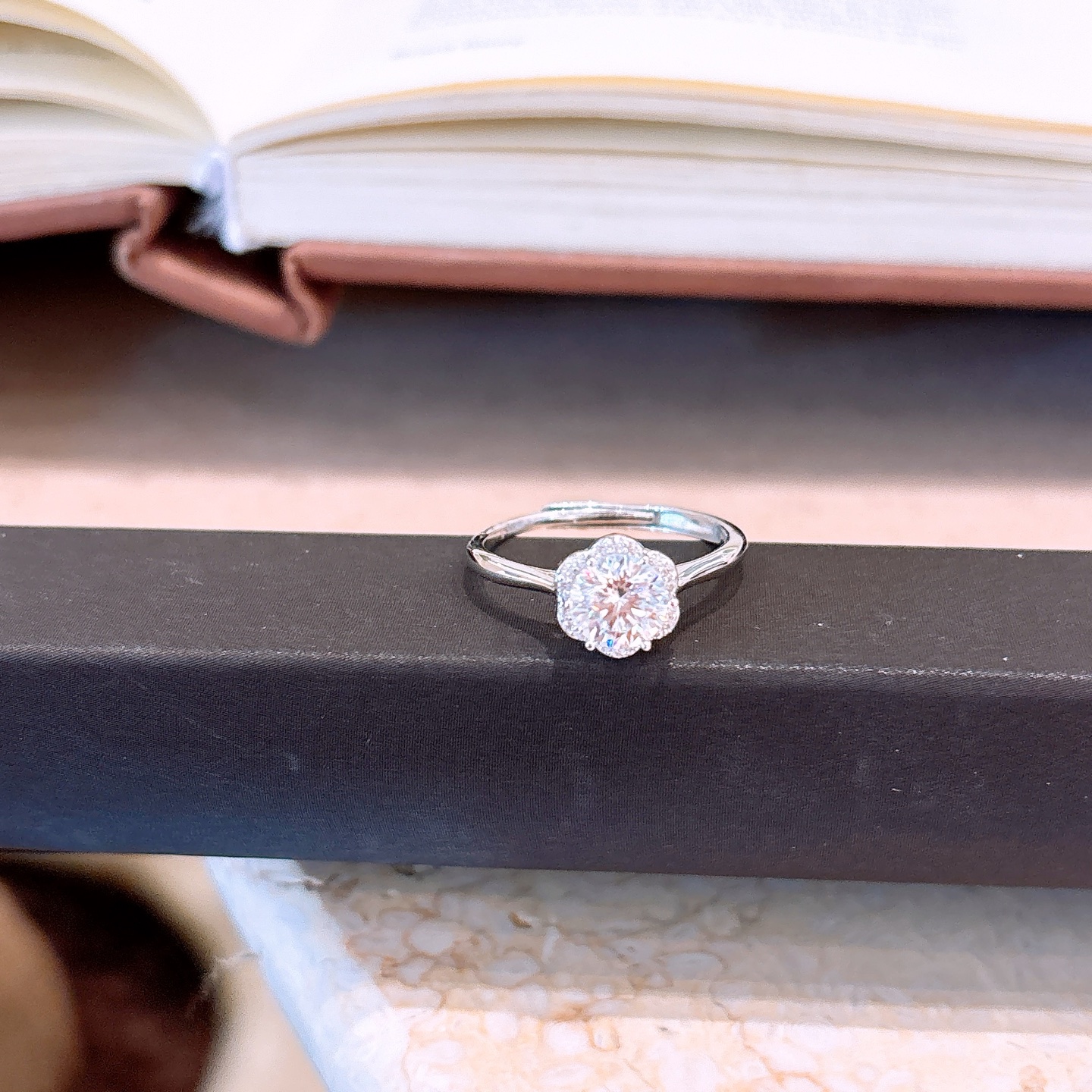 High Polish Silver Moissanite Ring Girly Father's Day Silver