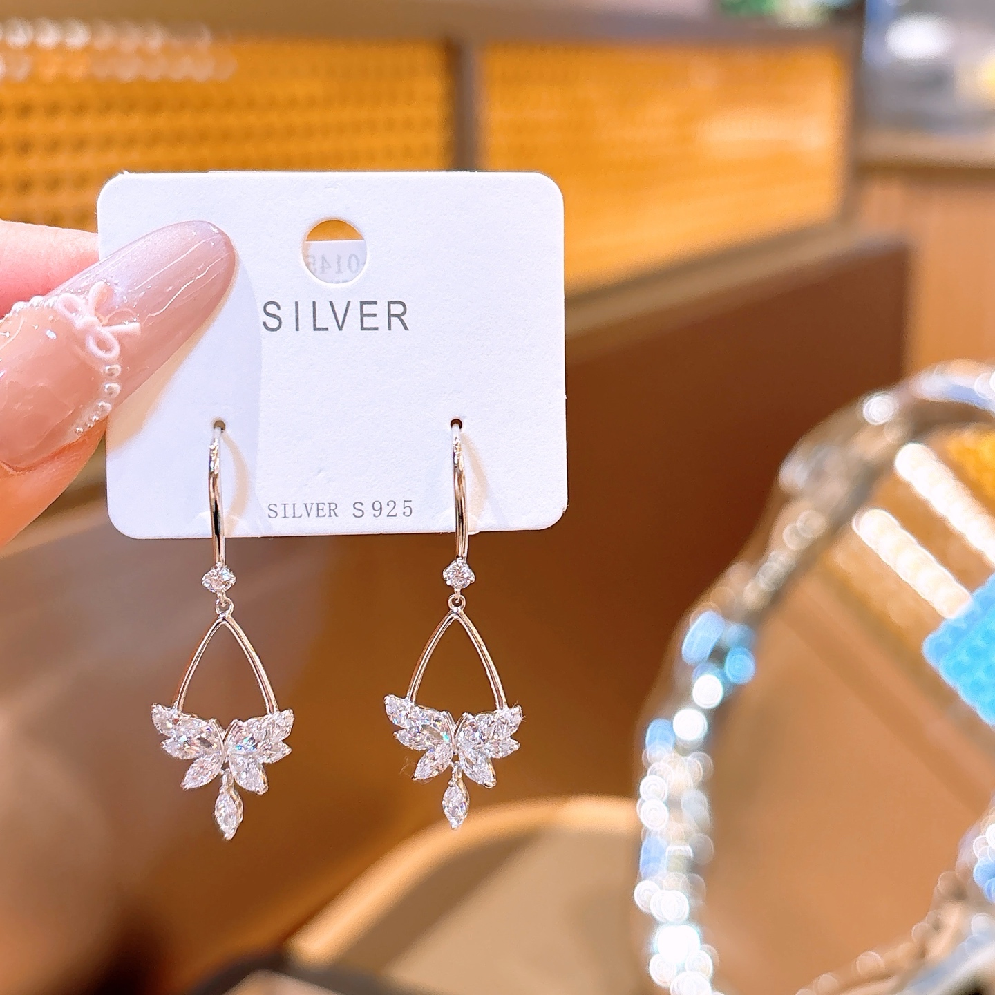 Solid Silver Drop & Thread Earrings Pure Travel Gold