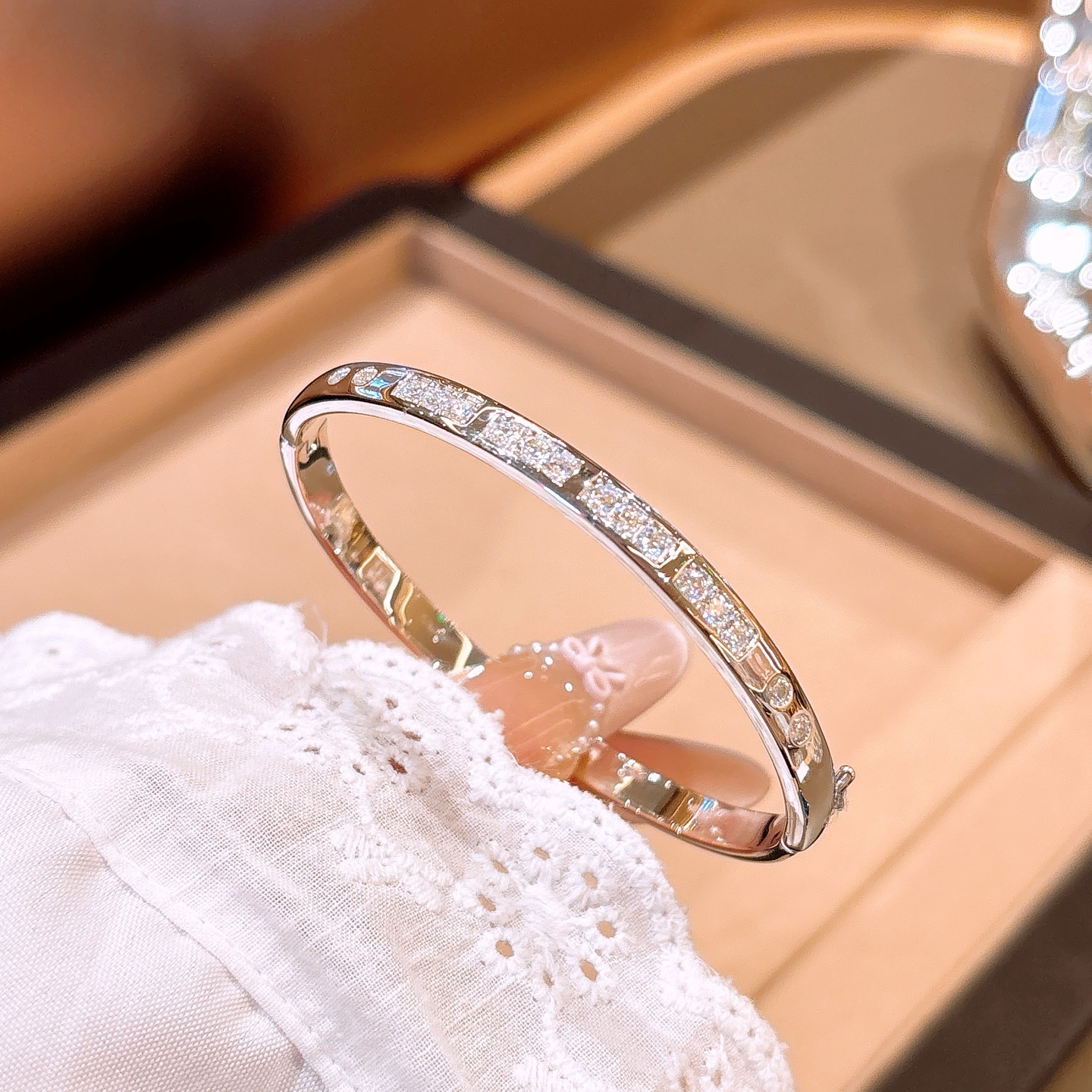 925 Silver Moissanite Bangle Sweet & Cool Spring Festival Gold