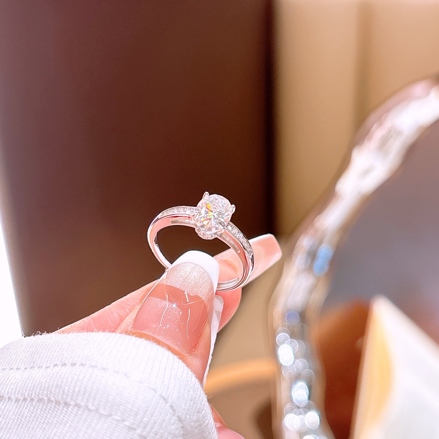 Fine Silver Moissanite Ring French Wedding Silver