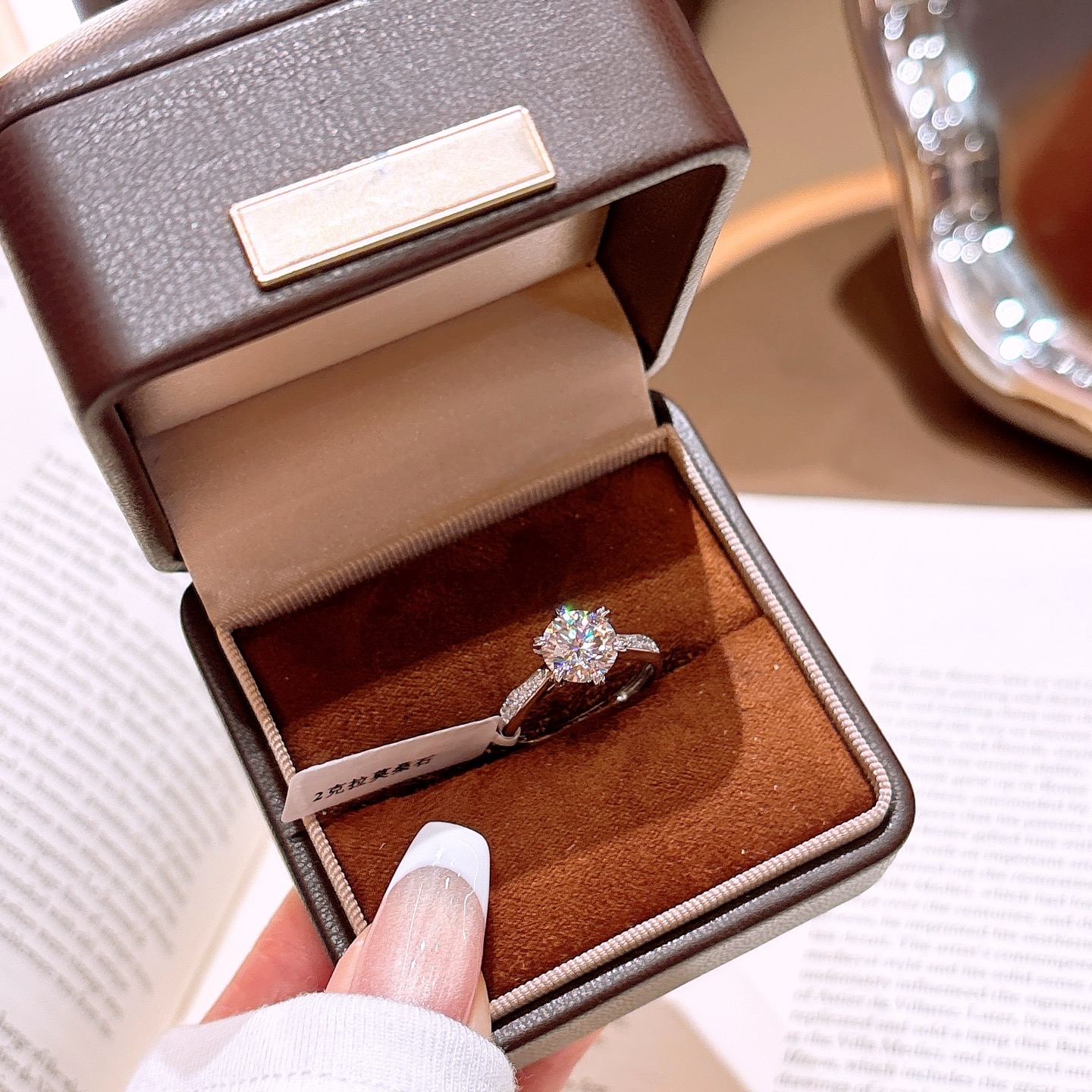 High Polish Silver Moissanite Ring Gentle Graduation Gold