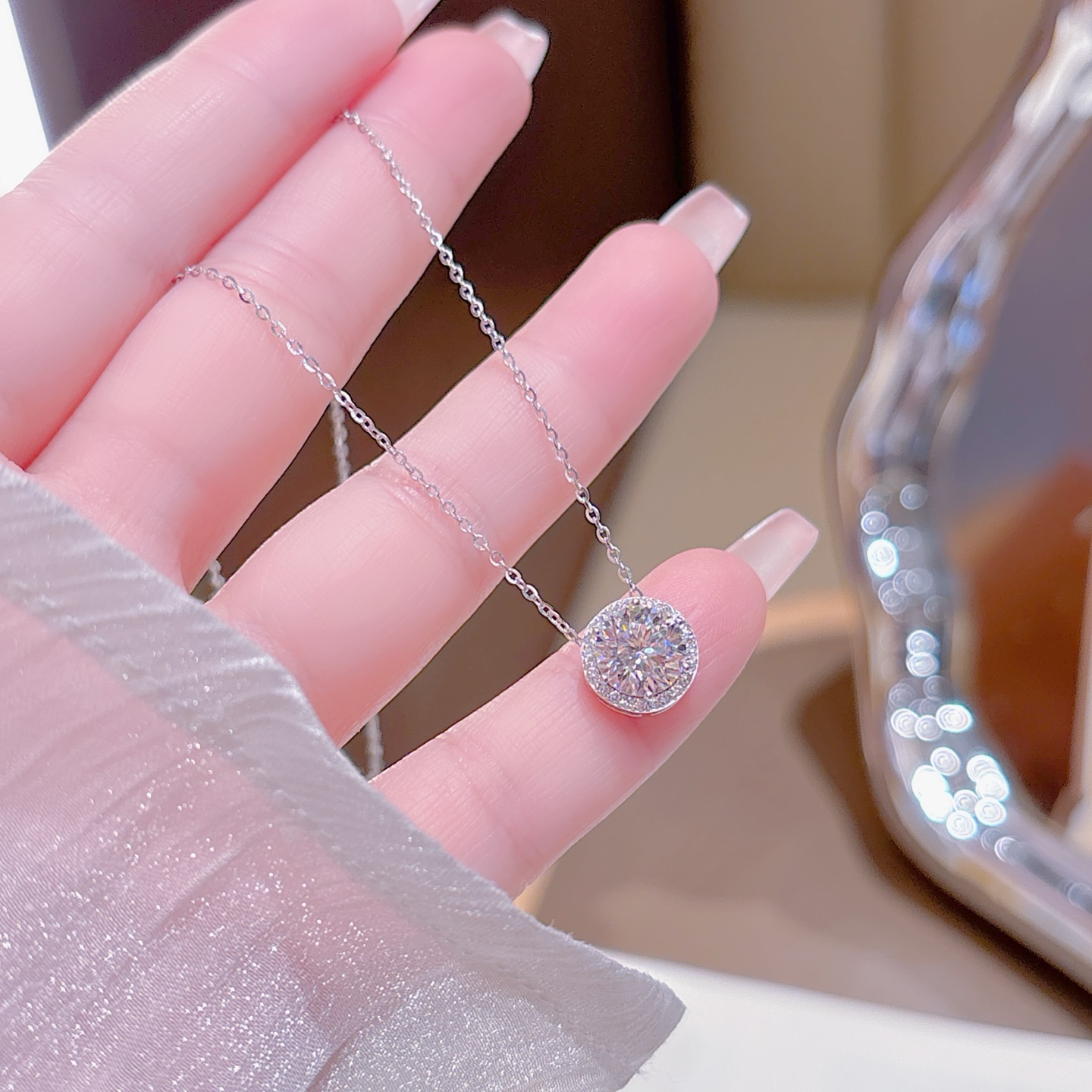 清純ニッケル無添加銀モアッサナイトネックレスシルバー デート