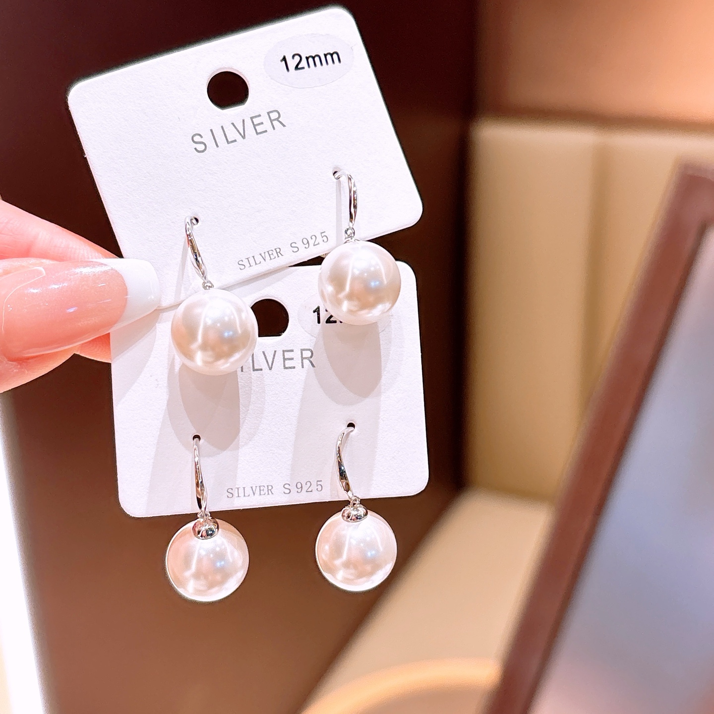 High Polish Silver Drop & Thread Earrings French Engagement Silver