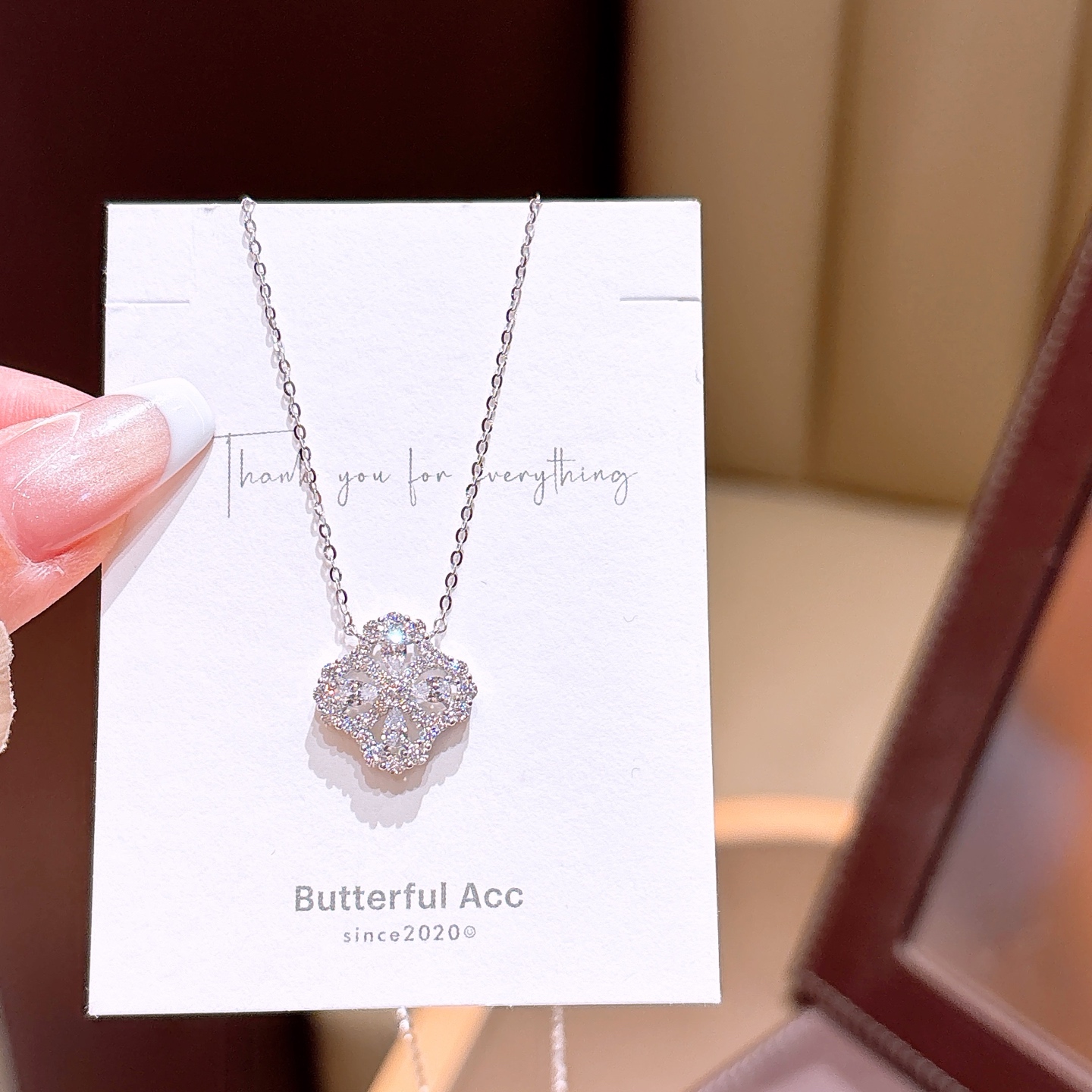 Hochglanzpoliertes Silber Moissanit Kette Wald Geständnis Gold